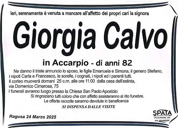Necrologi: Giorgia Calvo