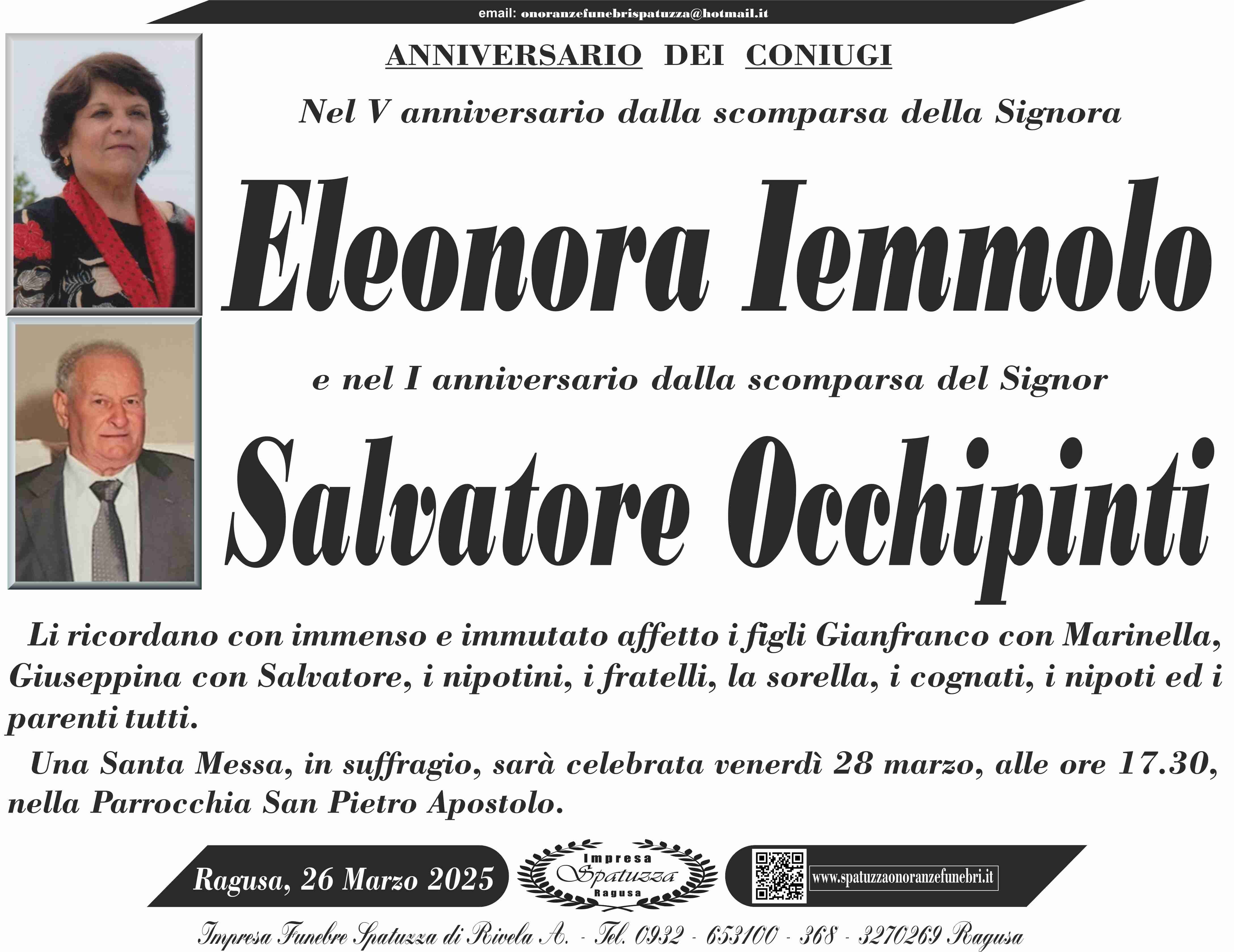 Anniversario: coniugi Iemmolo-Occhipinti