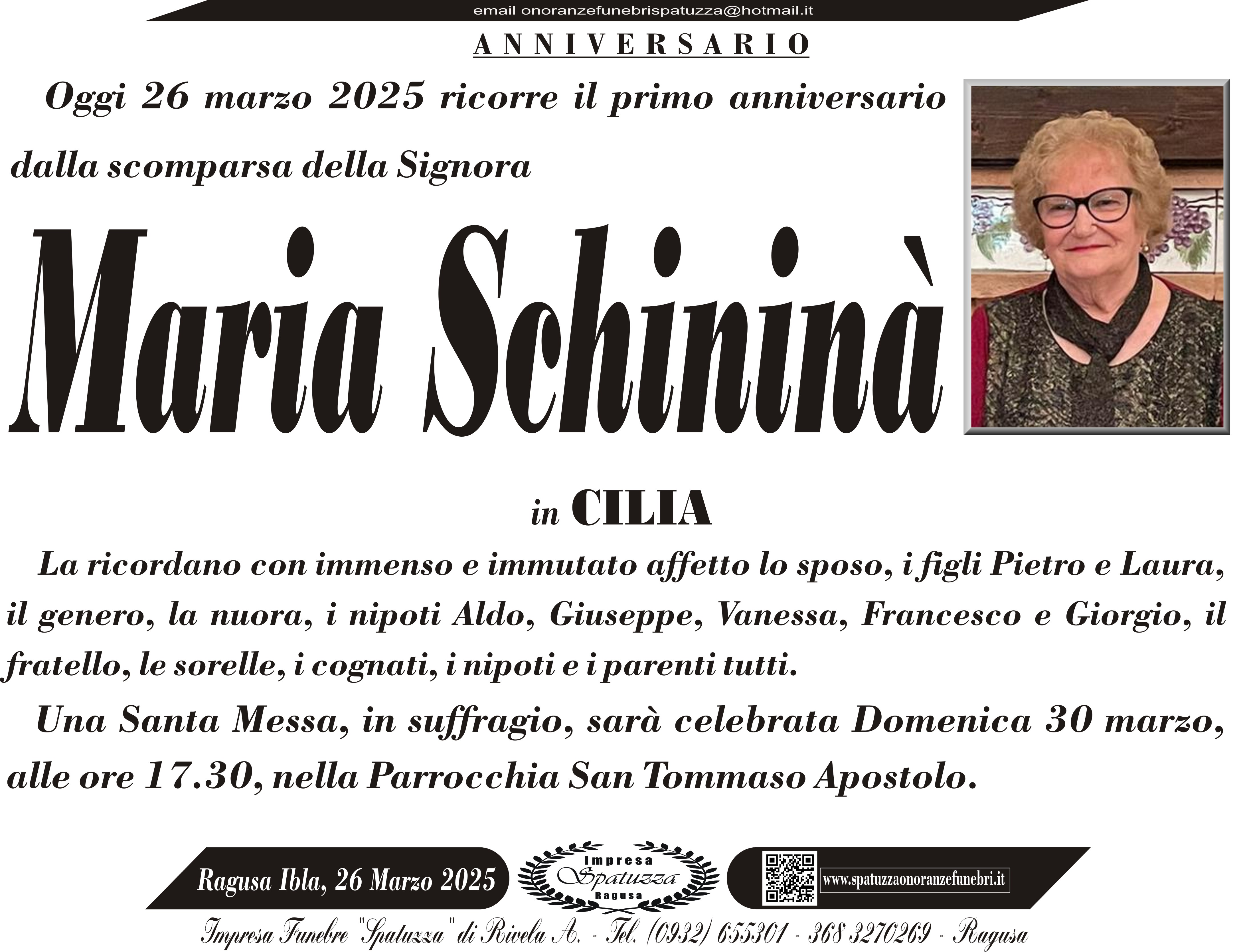 Anniversario: Maria Schininà