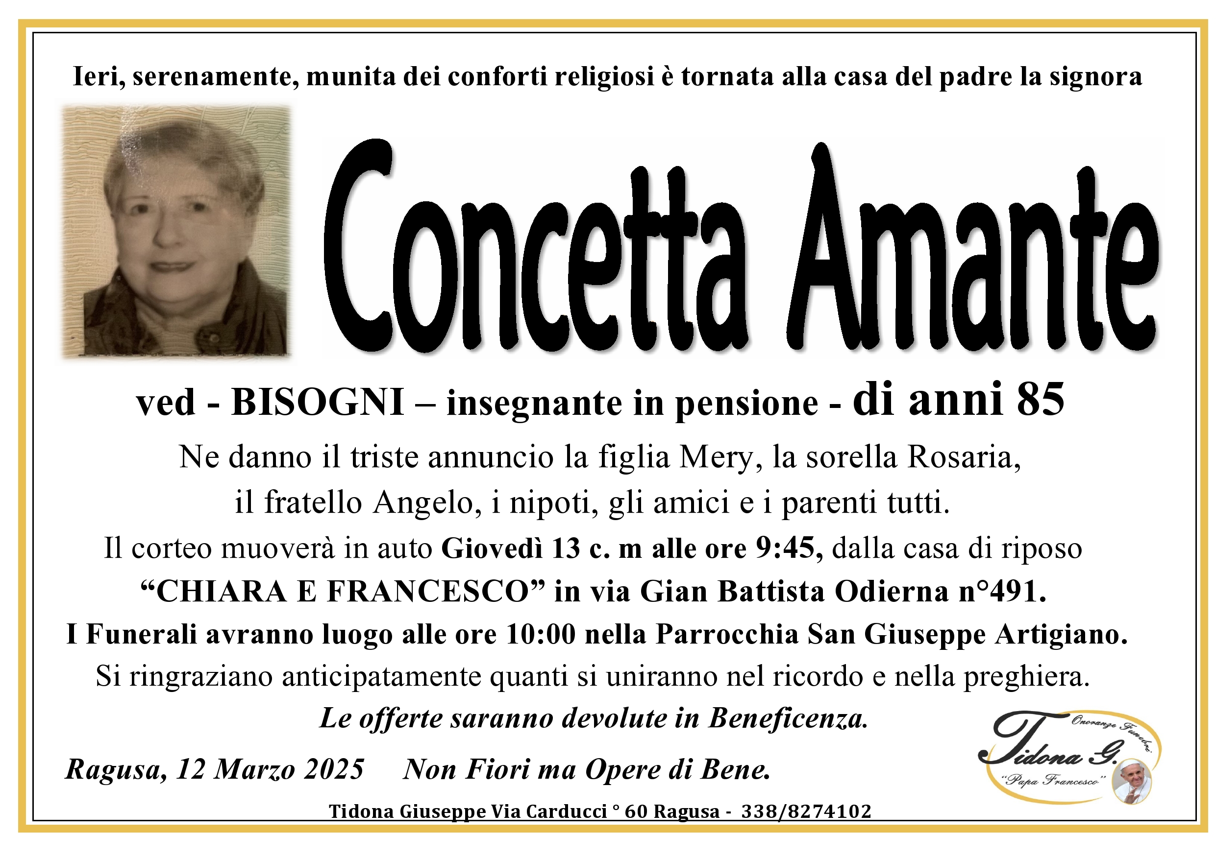 Necrologi: Concetta Amante