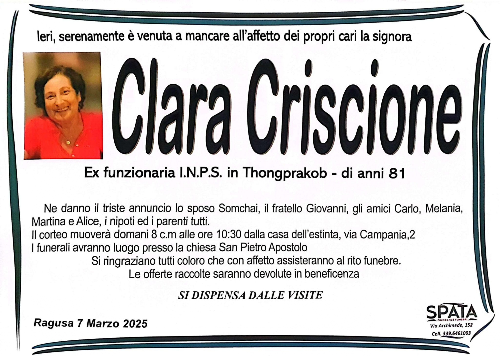 Necrologi: Clara Criscione