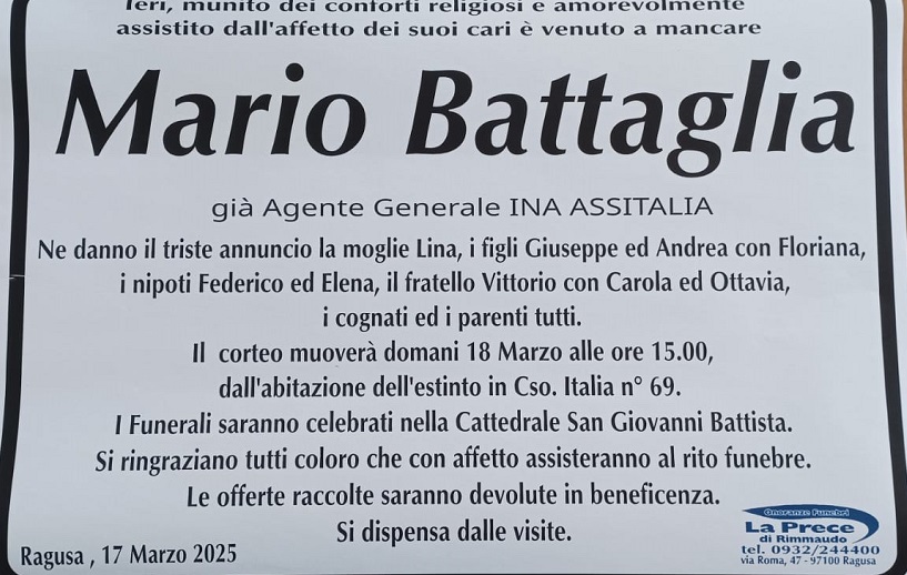 Necrologi: Mario Battaglia