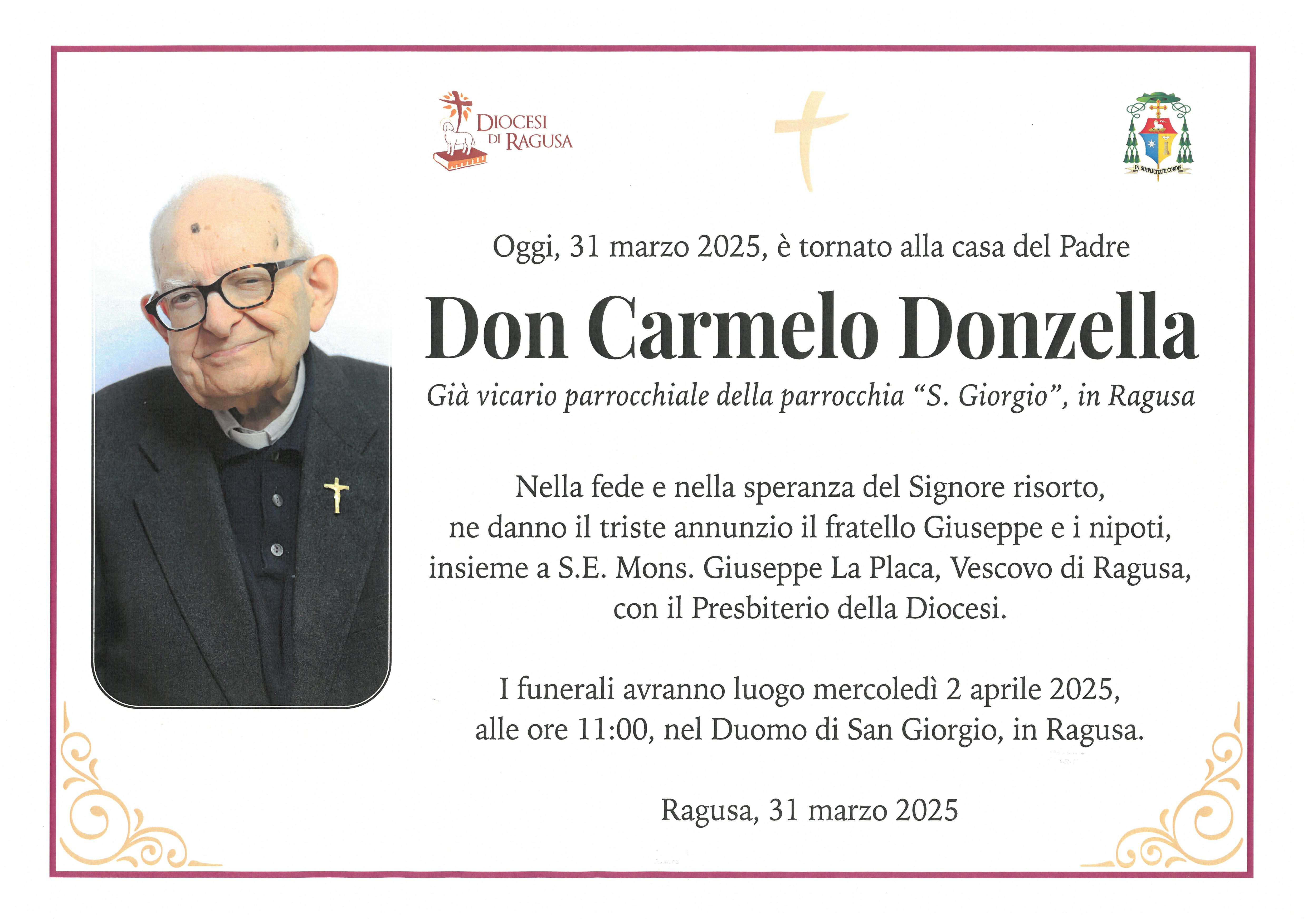 Necrologi: Don Carmelo Donzella
