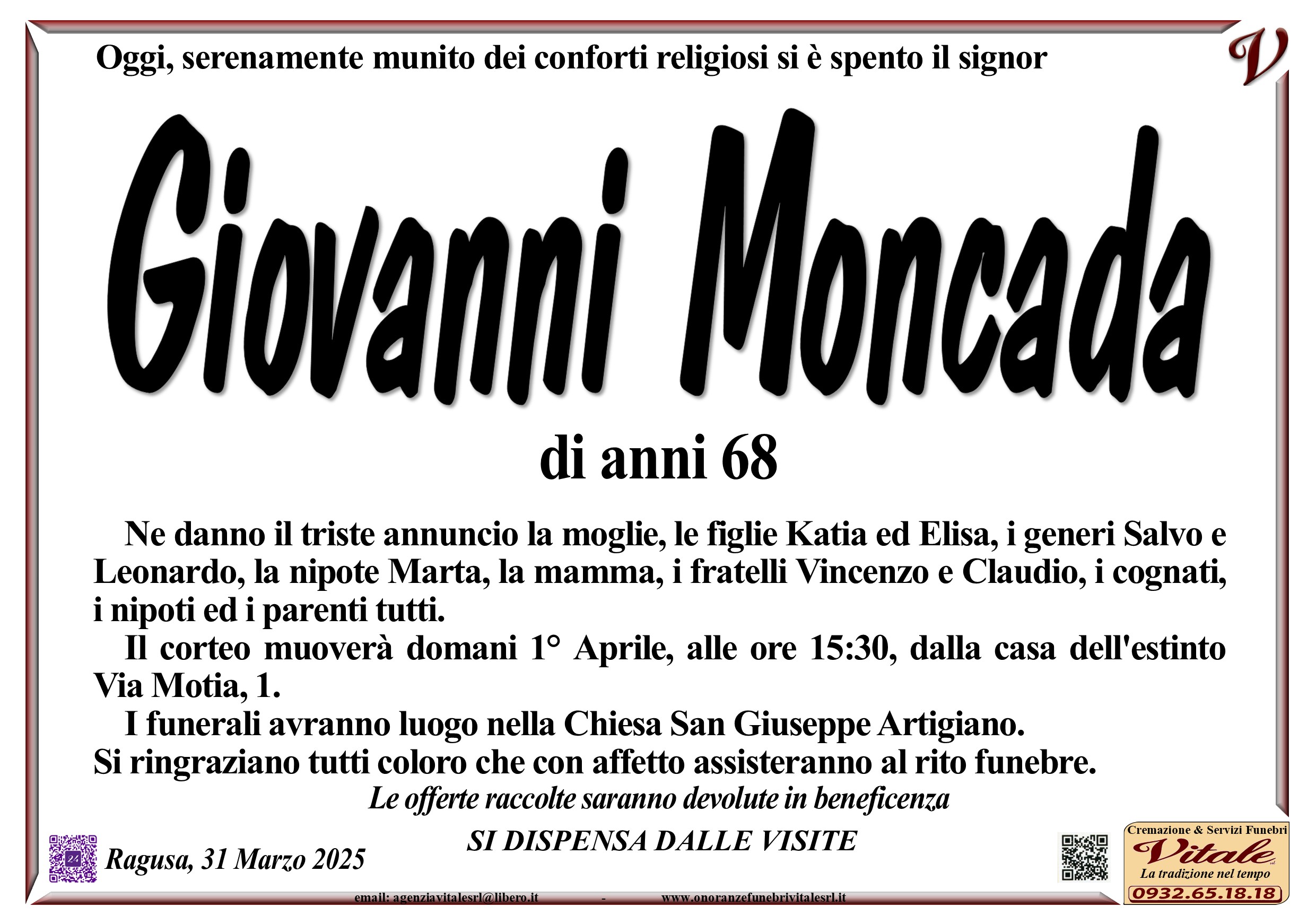 Necrologi: Giovanni Moncada