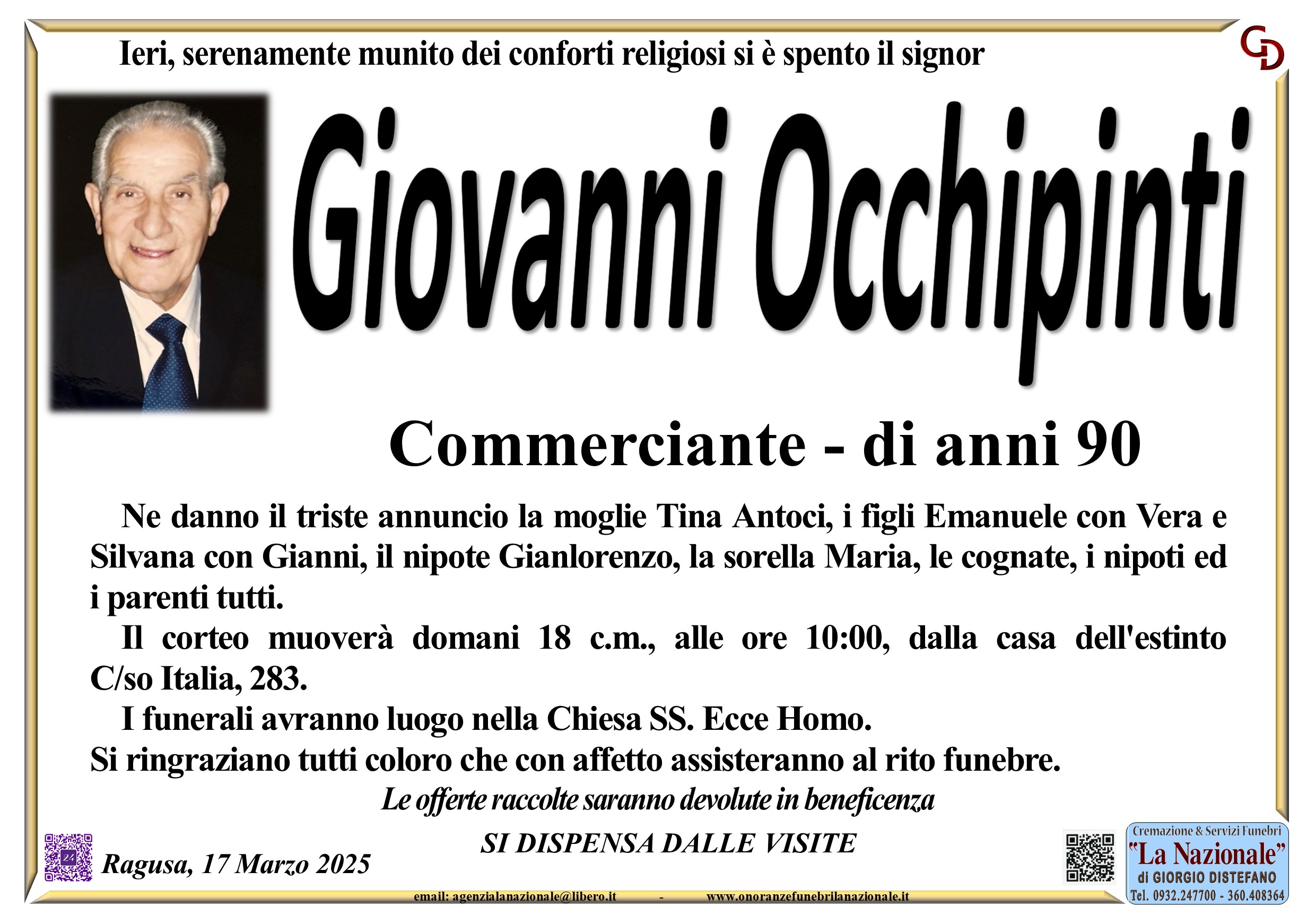 Necrologi: Giovanni Occhipinti