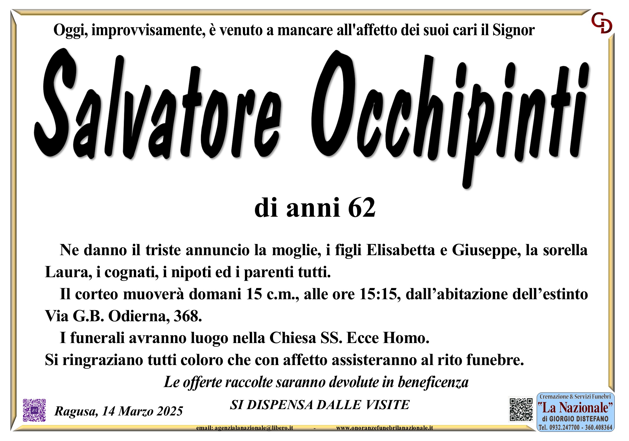 Necrologi: Salvatore Occhipinti