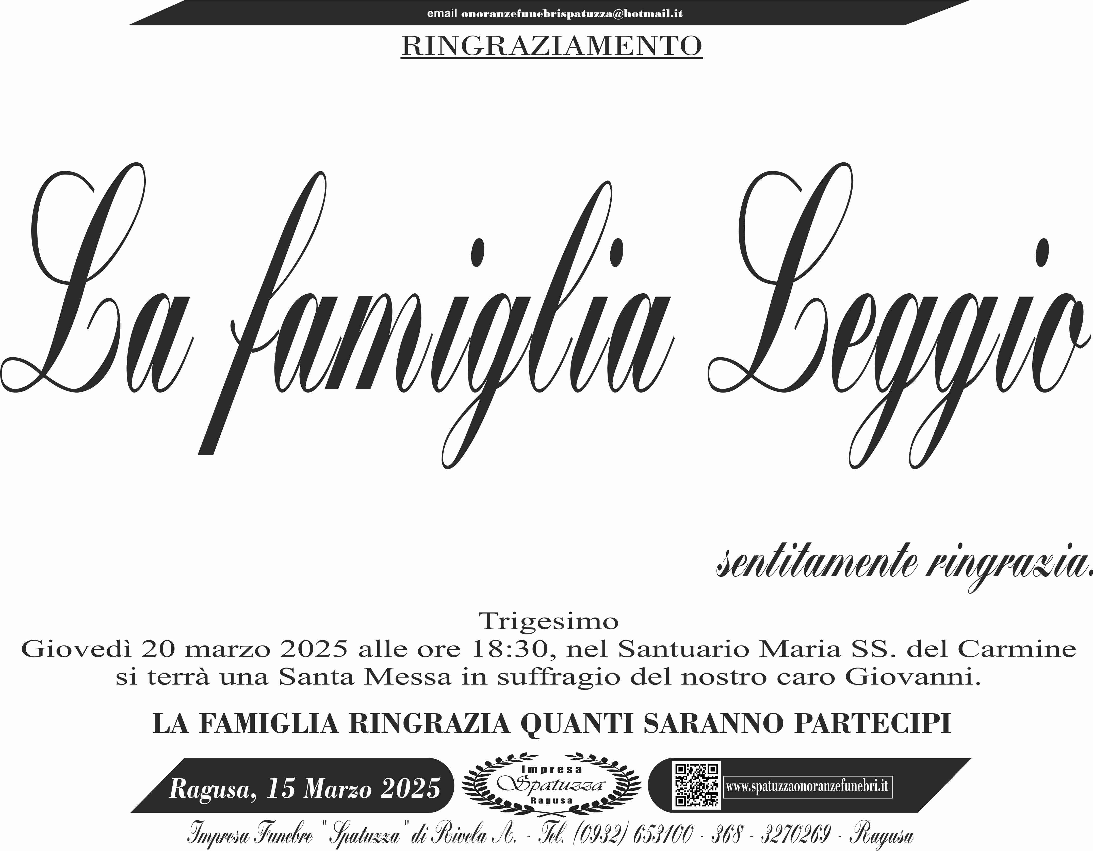 Ringraziamento: famiglia Leggio