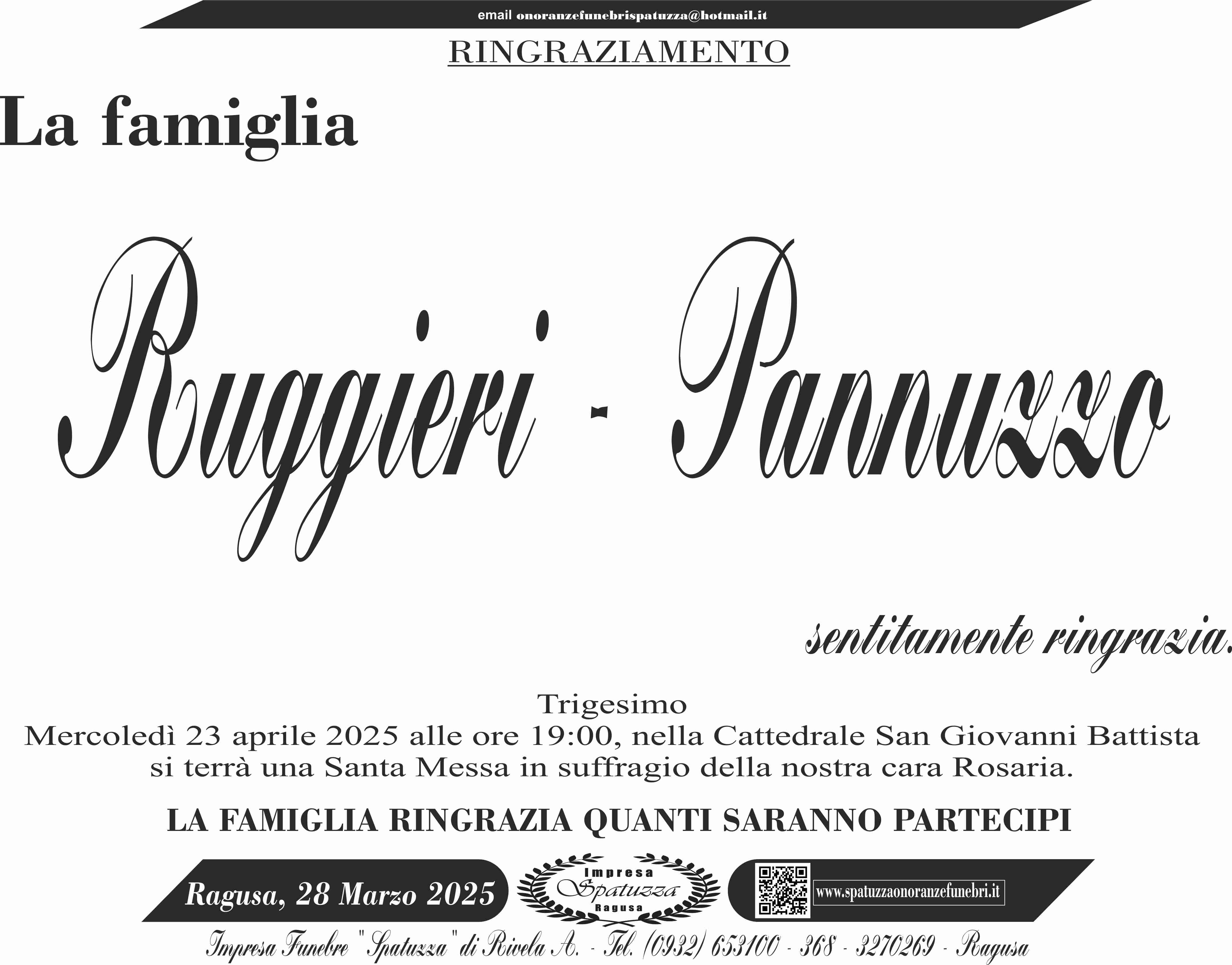 Ringraziamento: famiglia Ruggieri-Pannuzzo