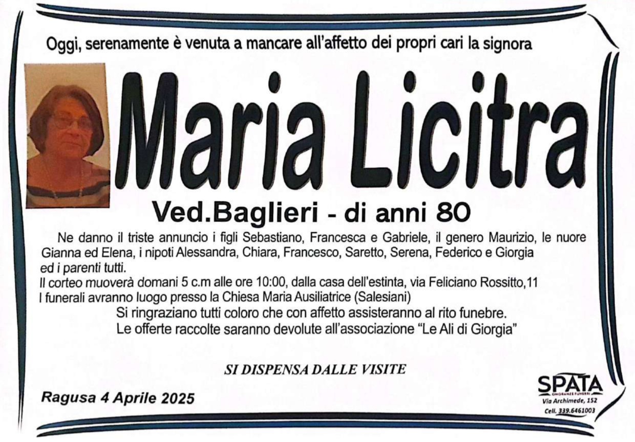 Necrologi: Maria Licitra