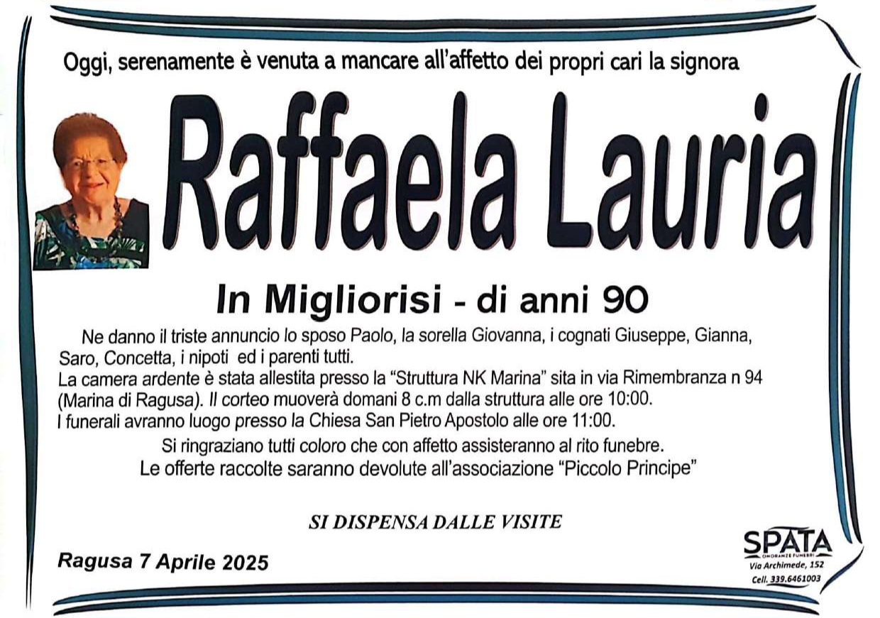 Necrologi: Raffaela Lauria