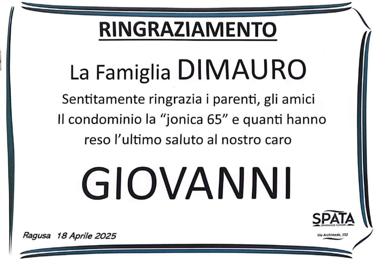 Ringraziamento: famiglia Dimauro