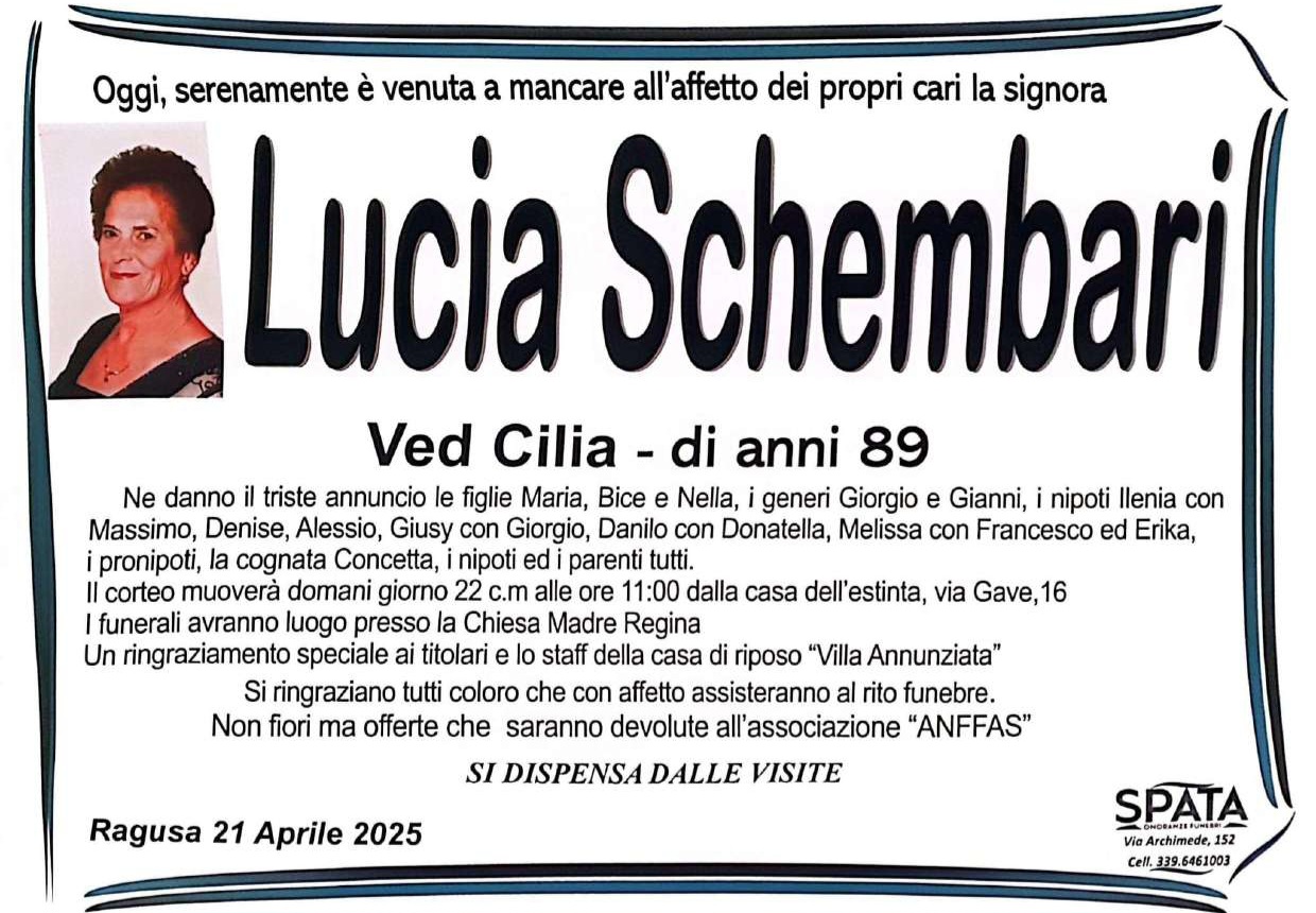 Necrologi: Lucia Schembari