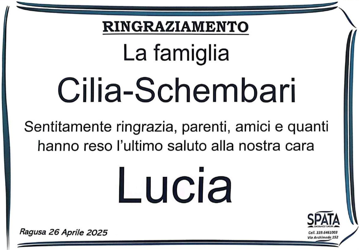 Ringraziamento: famiglia Cilia-Schembari