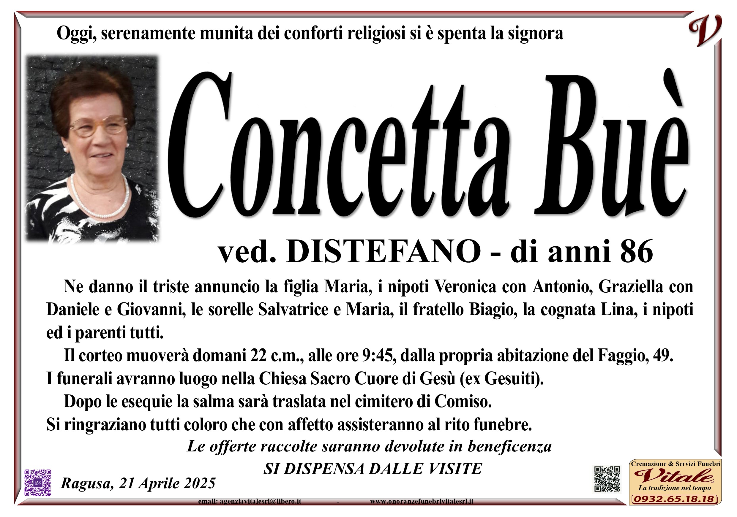 Necrologi: Concetta Buè