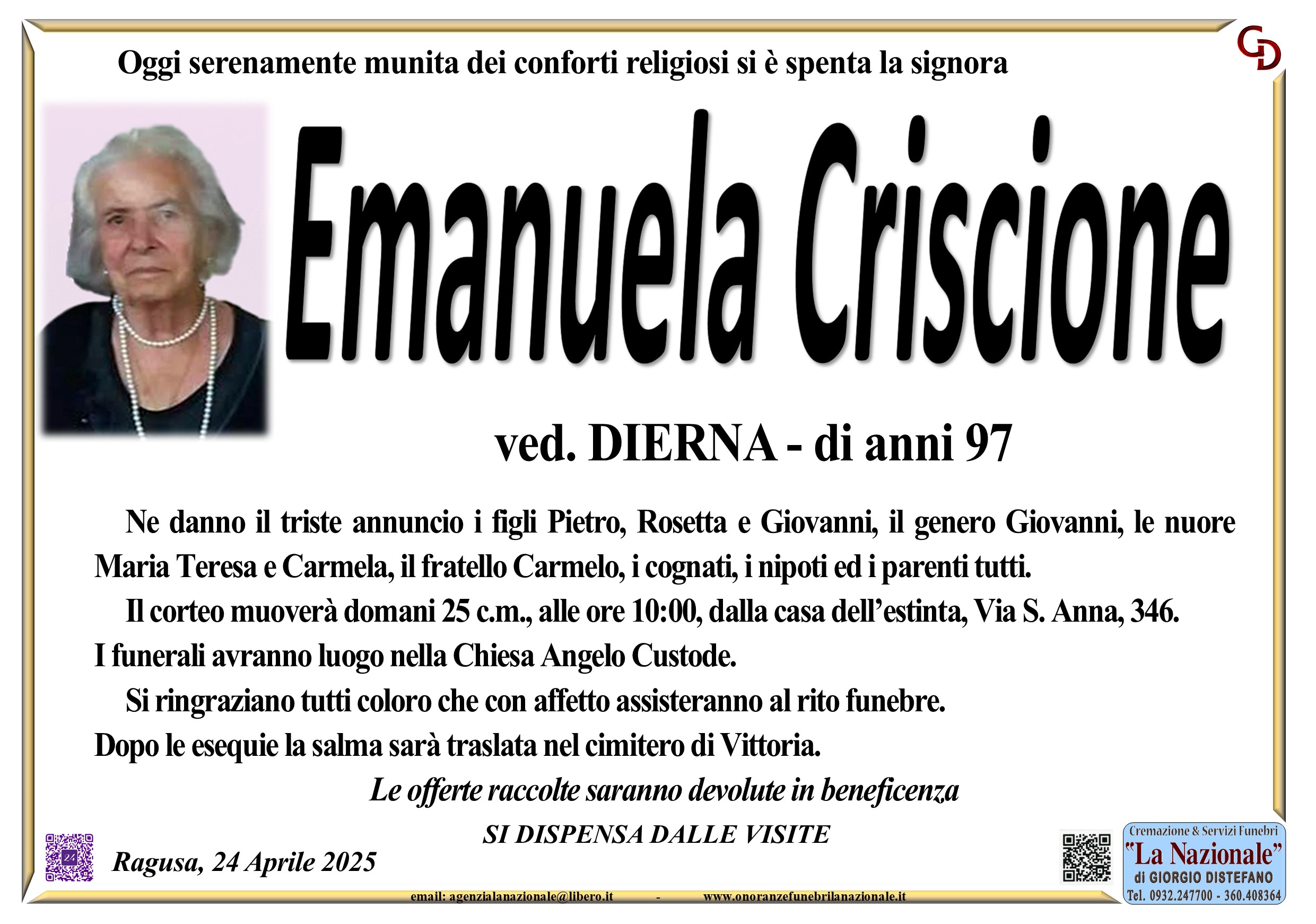 Necrologi: Emanuela Criscione