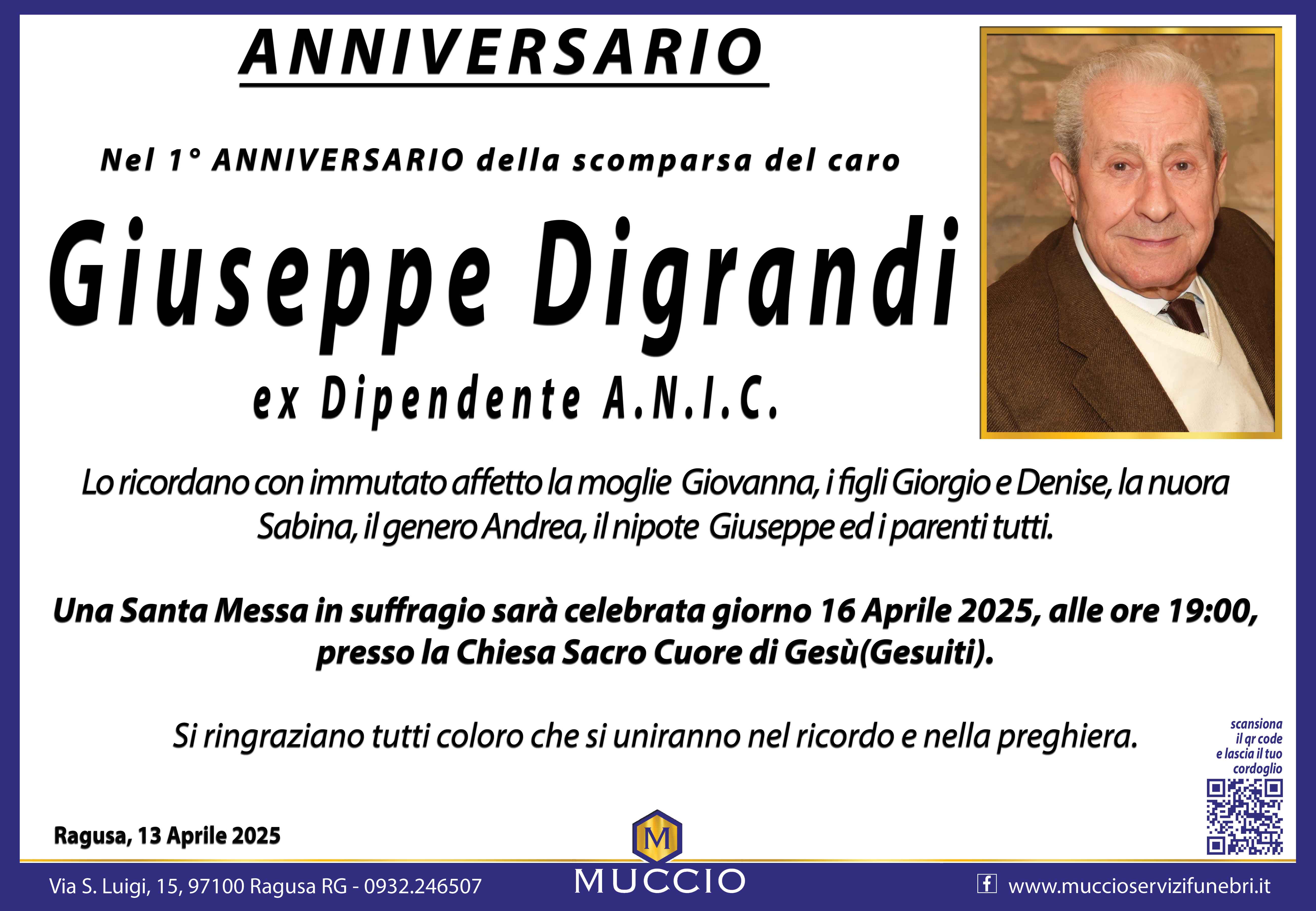 Anniversario: Giuseppe Digrandi