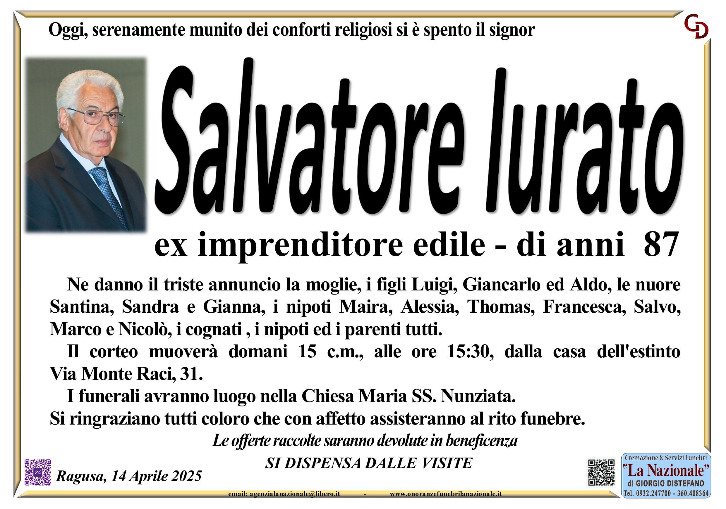 Necrologi: Salvatore Iurato