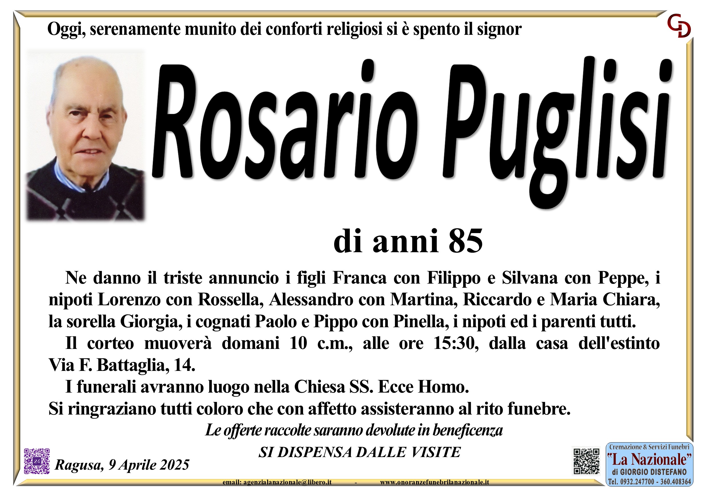 Necrologi: Rosario Puglisi