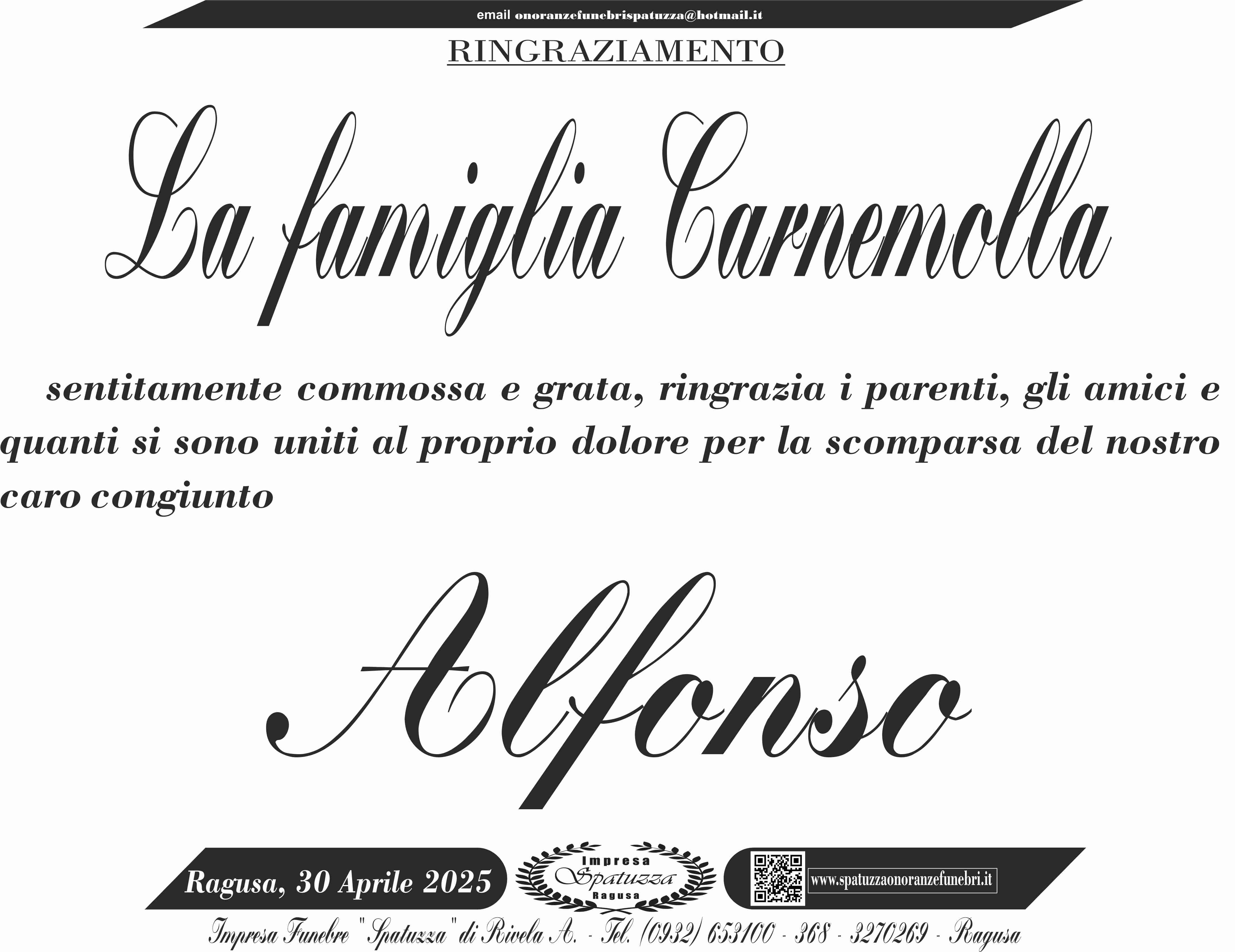 Ringraziamento: famiglia Carnemolla
