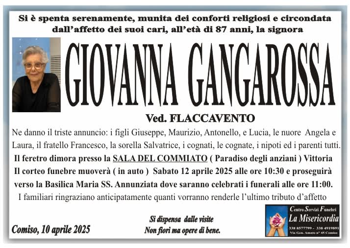 Necrologi: Giovanna Gangarossa