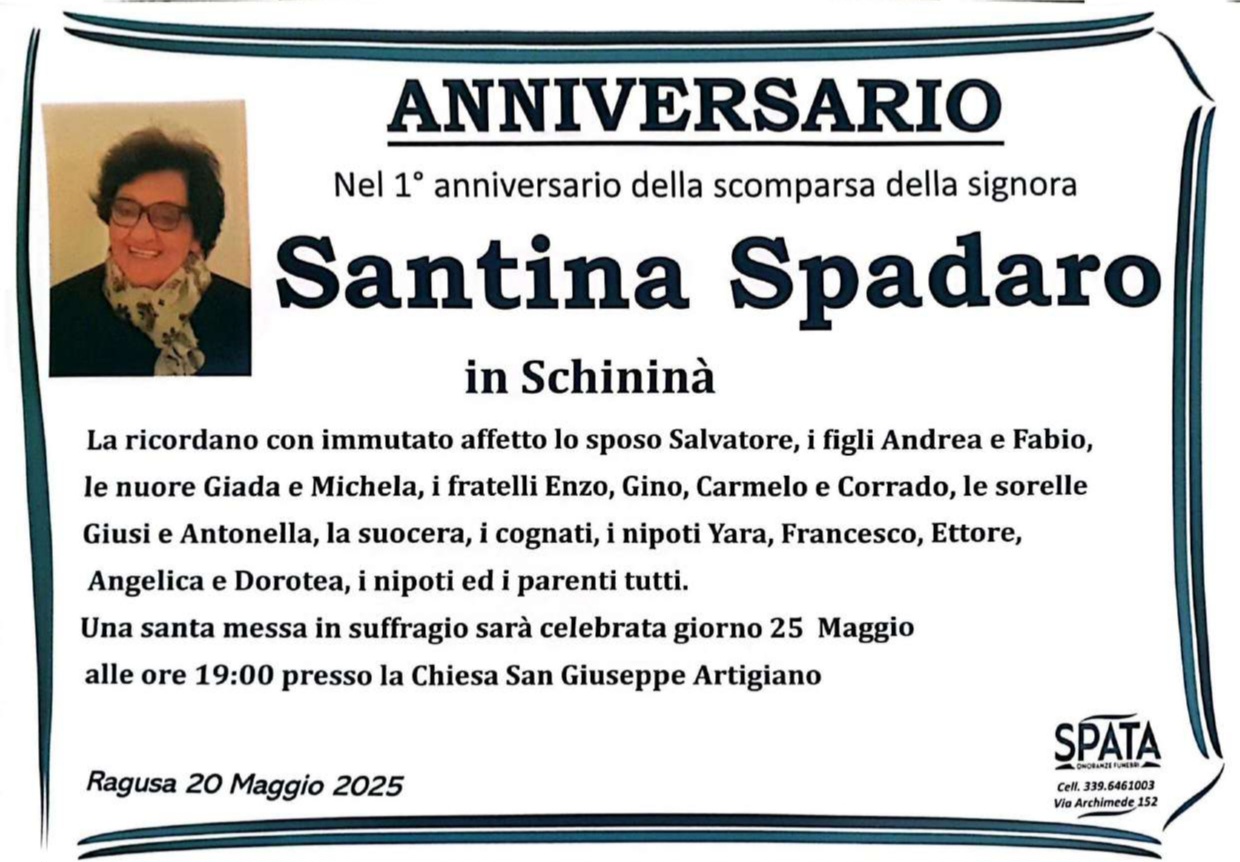 Anniversario: Santina Spadaro