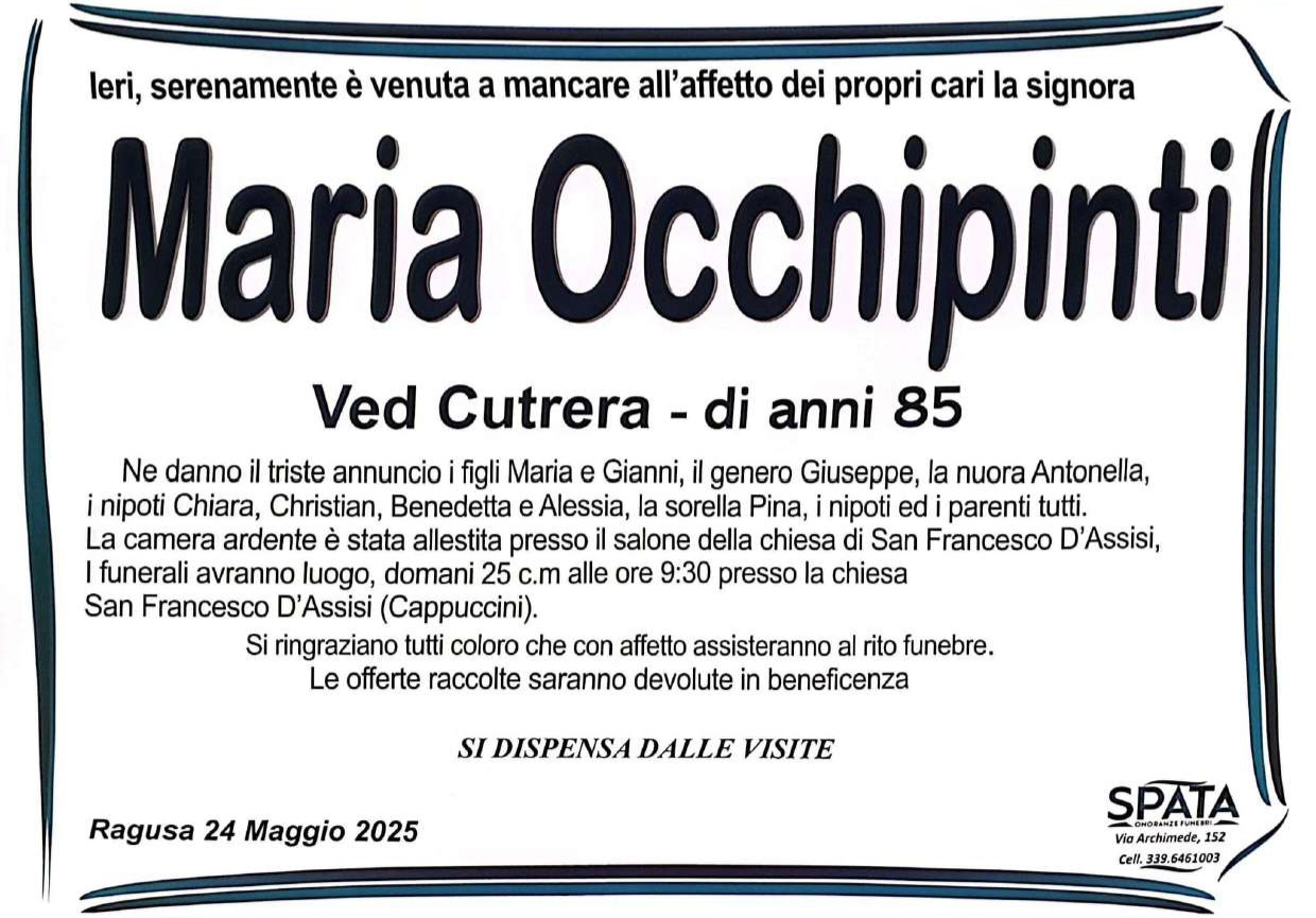 Necrologi: Maria Occhipinti