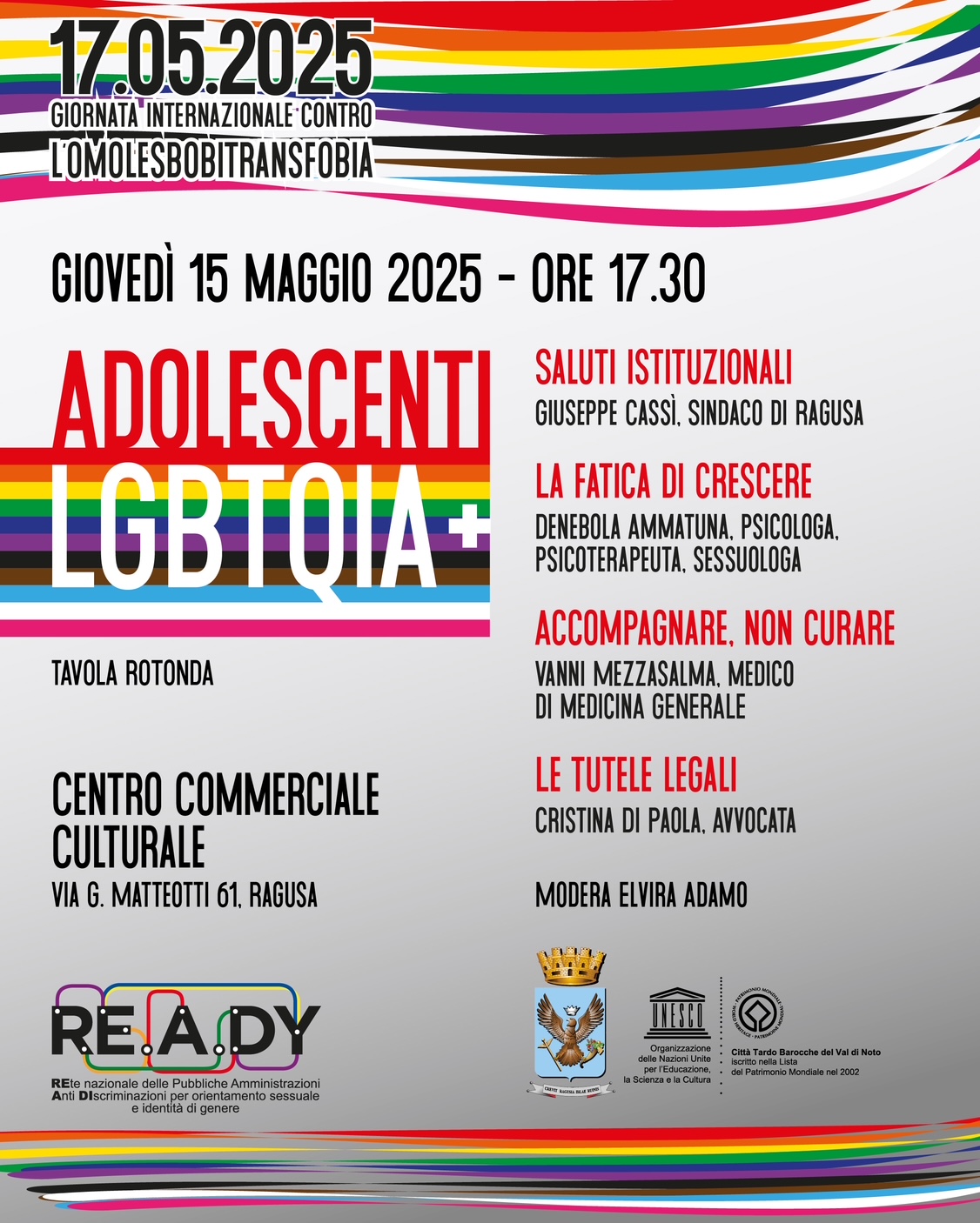 Ragusa celebra il 17 maggio: diritti, ascolto e consapevolezza per gli adolescenti LGBTQIA+