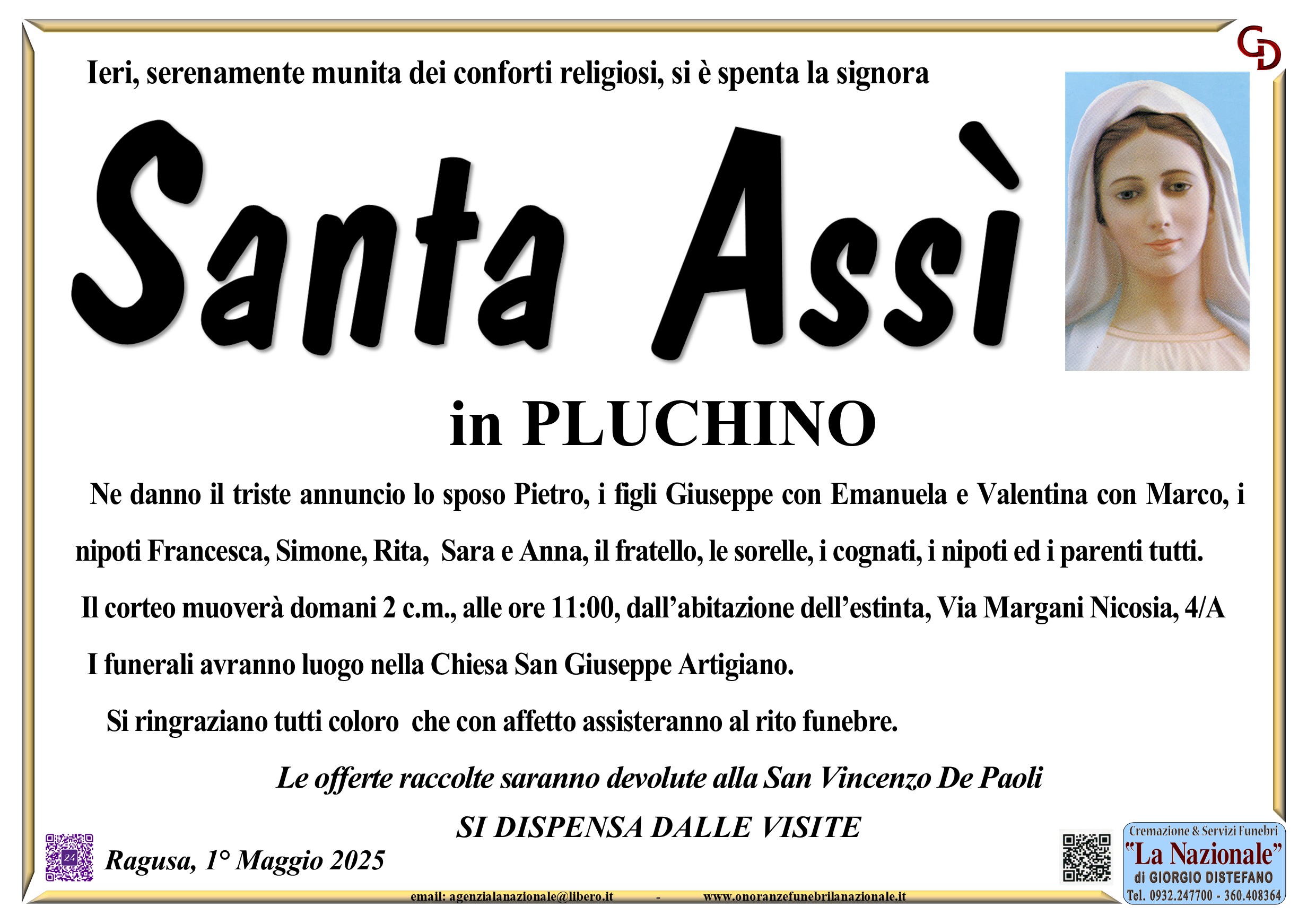 Necrologi: Santa Assì