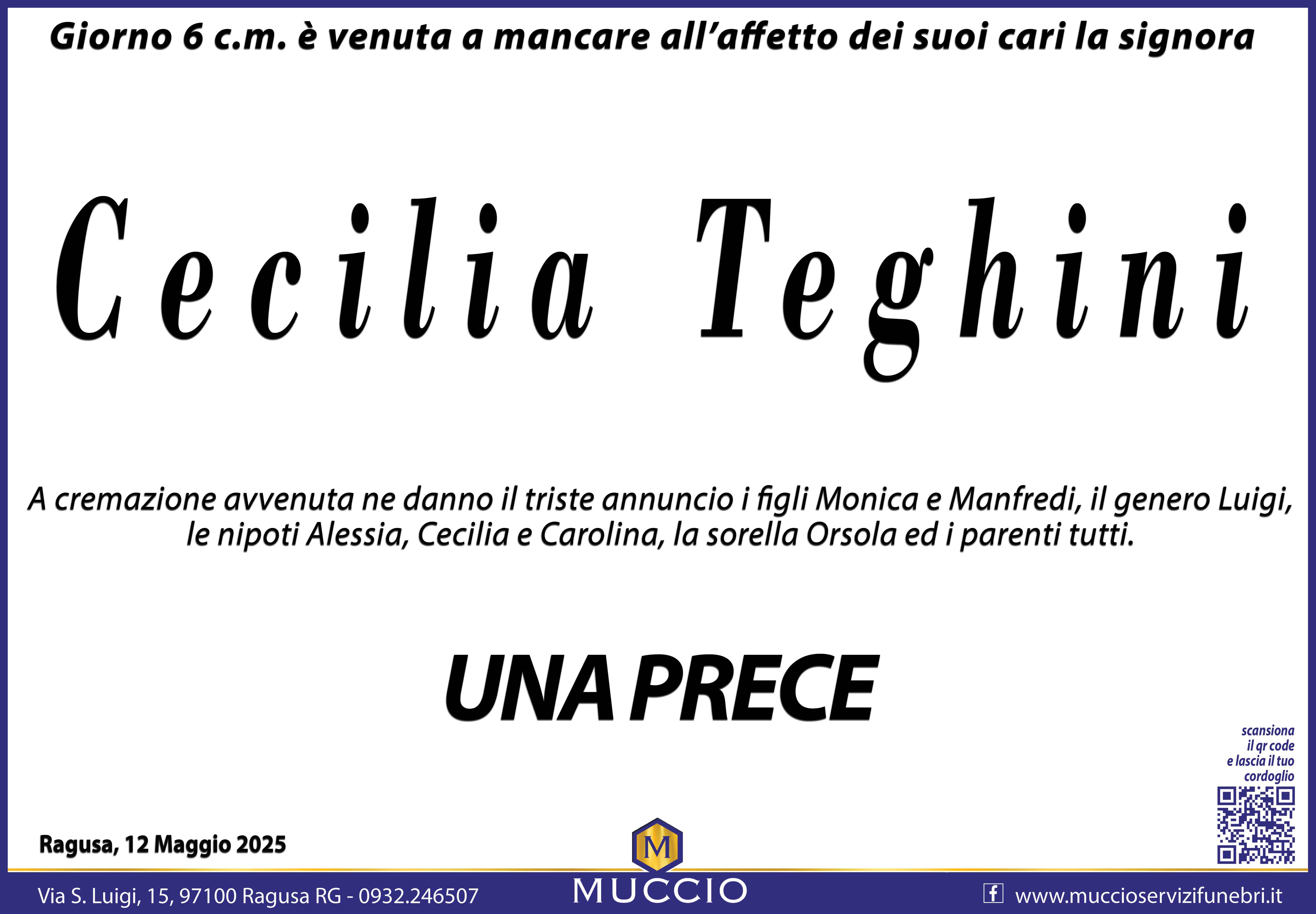 Necrologi: Cecilia Teghini