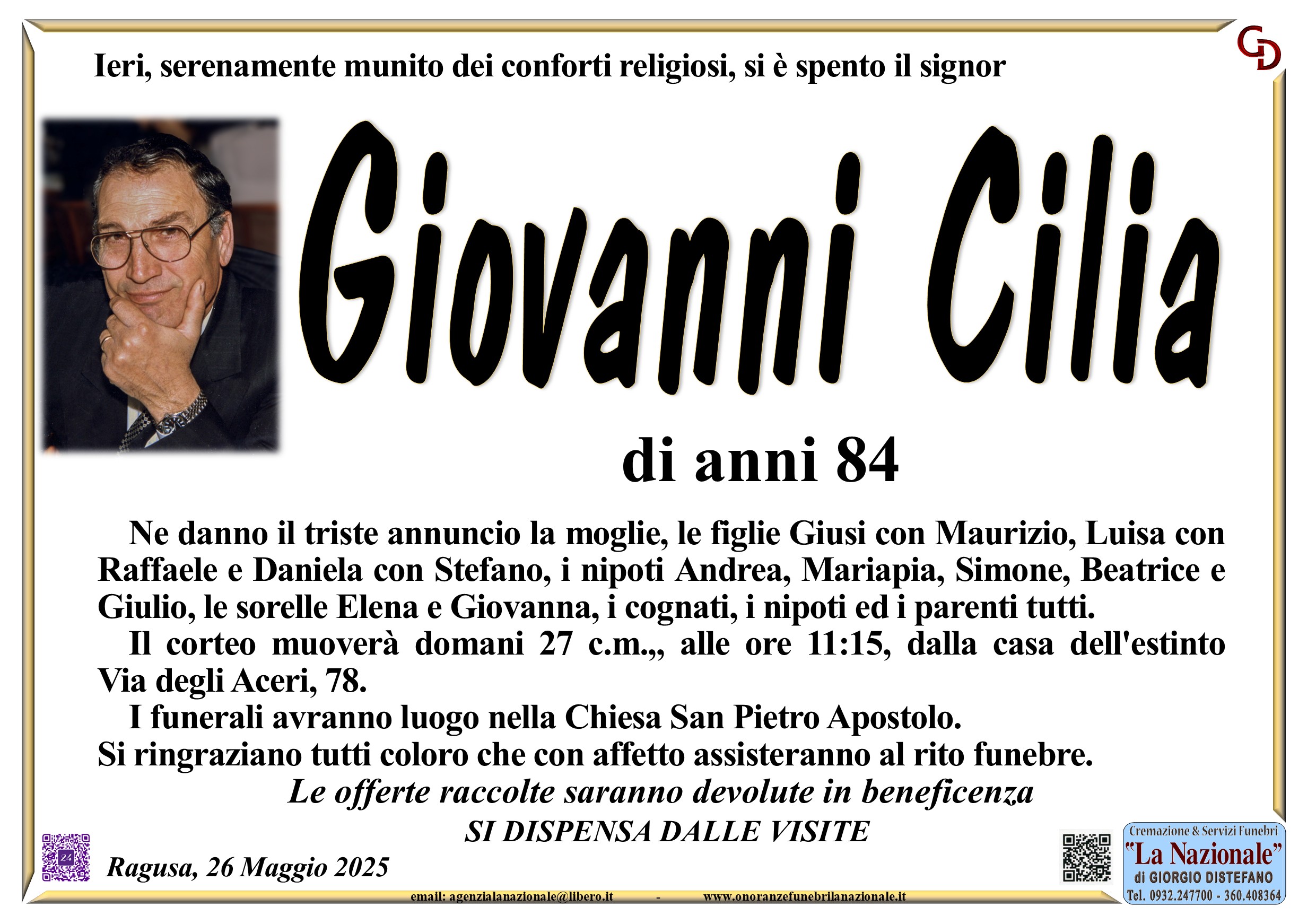 Necrologi: Giovanni Cilia
