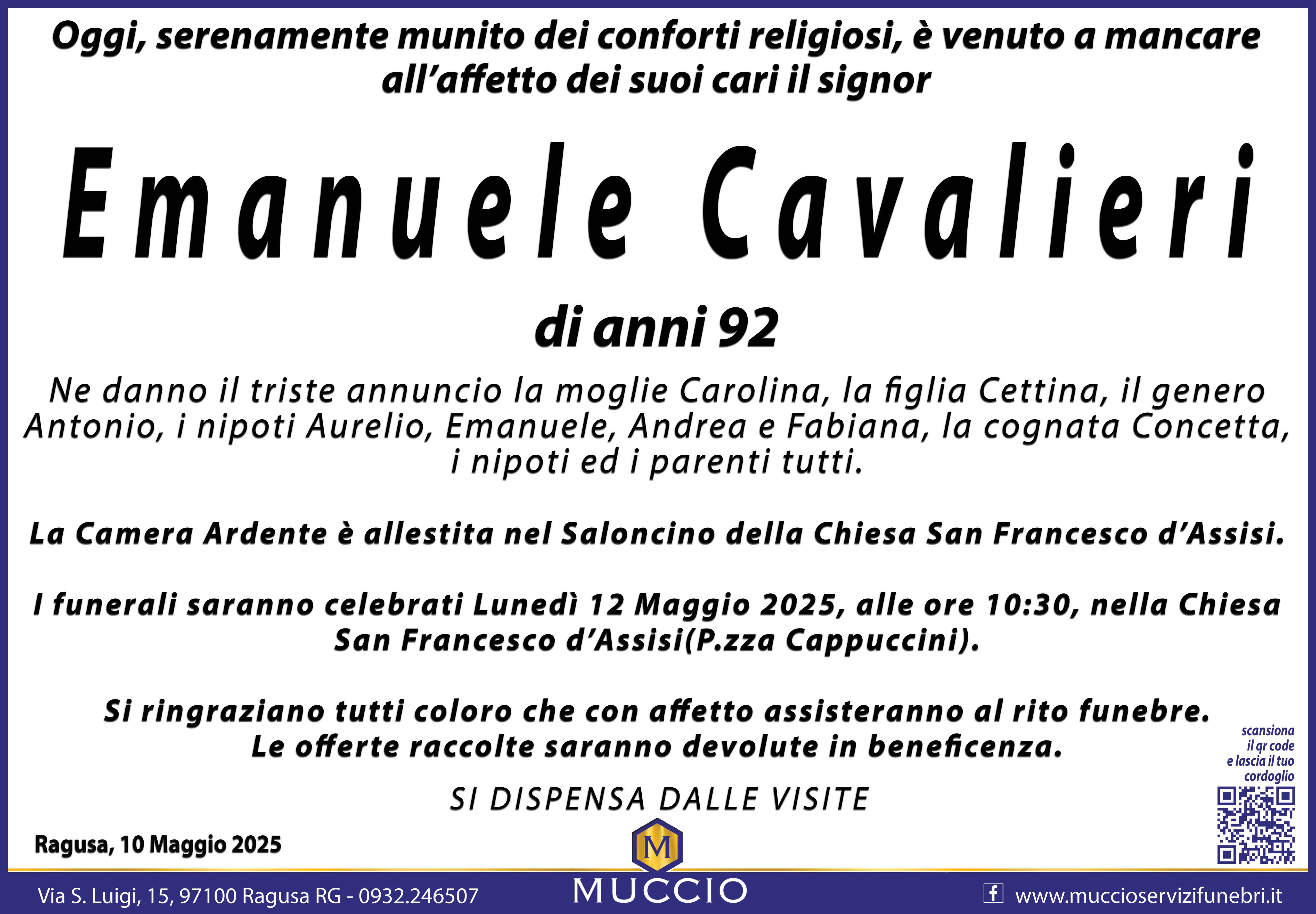 Necrologi: Emanuele Cavalieri