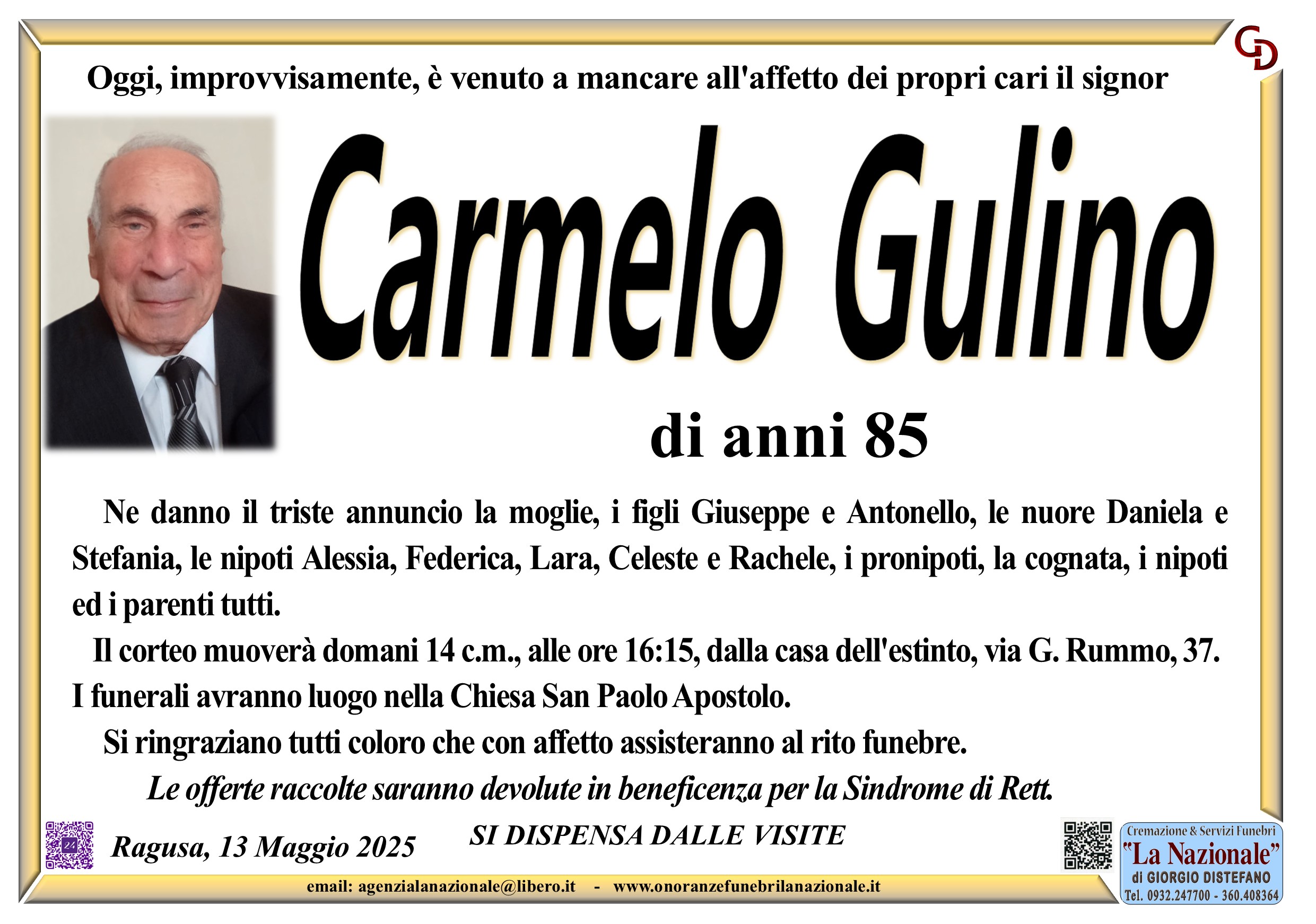 Necrologi: Carmelo Gulino