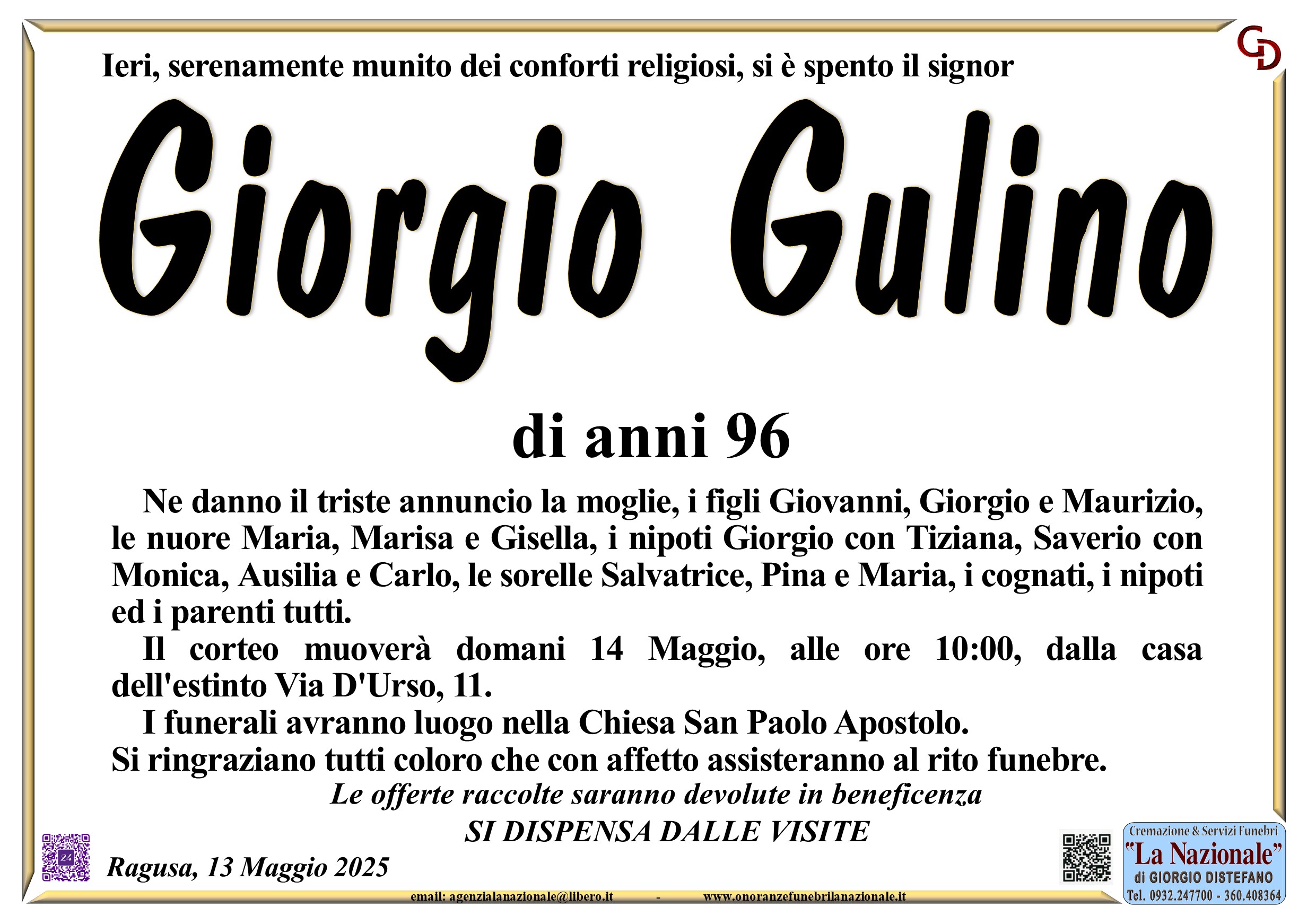 Necrologi: Giorgio Gulino
