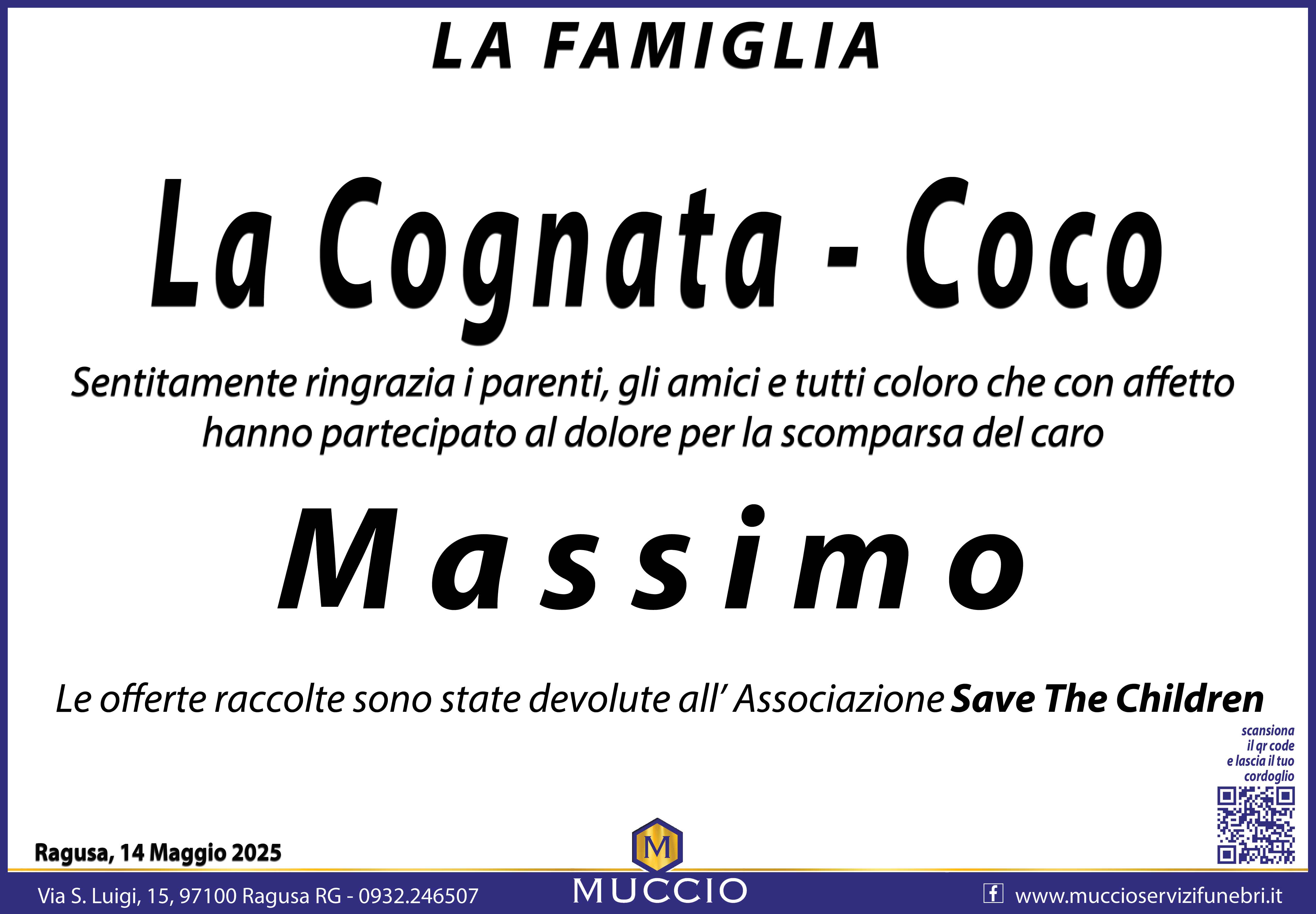 Ringraziamento: famiglia La Cognata-Coco