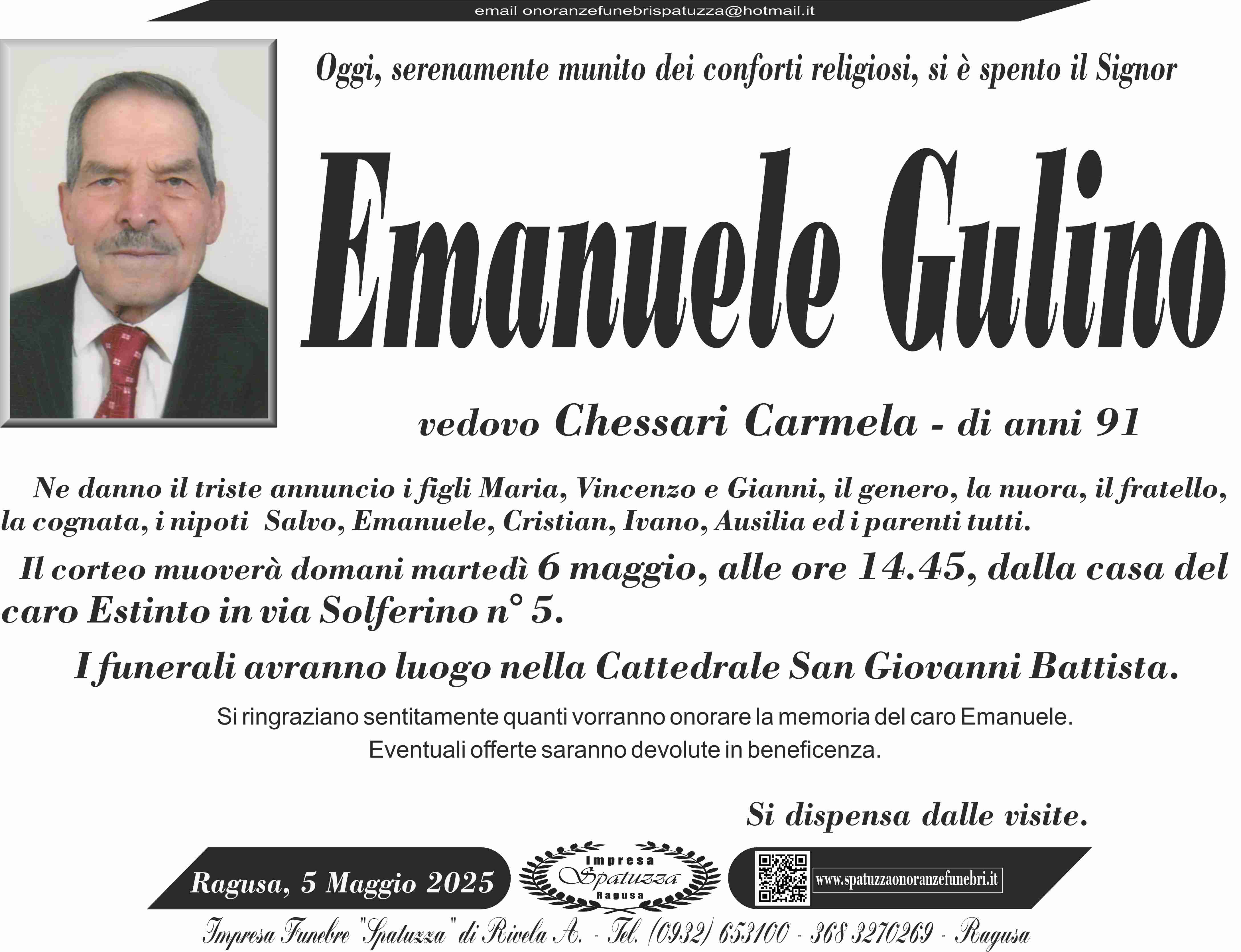 Necrologi: Emanuele Gulino