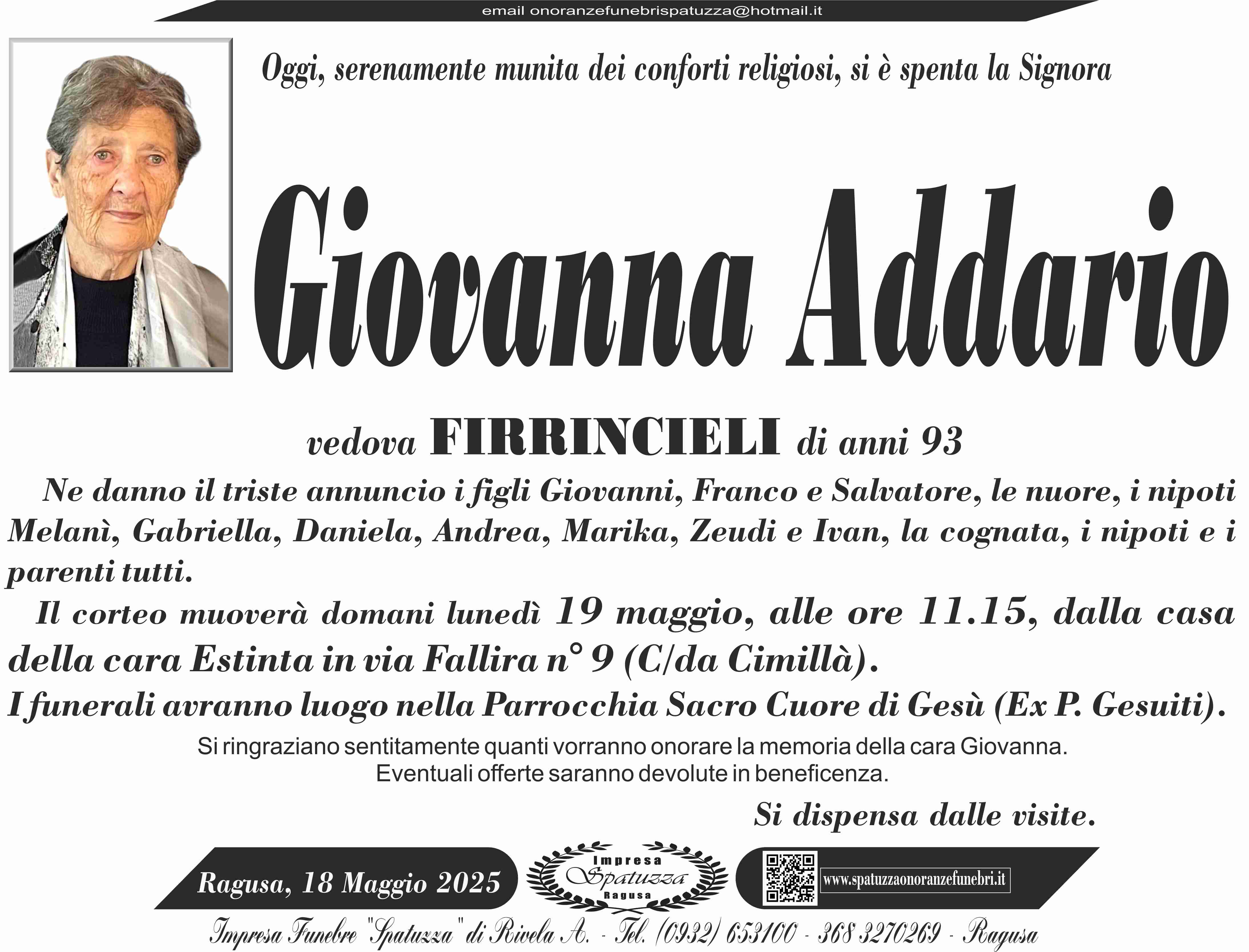 Necrologi: Giovanna Addario