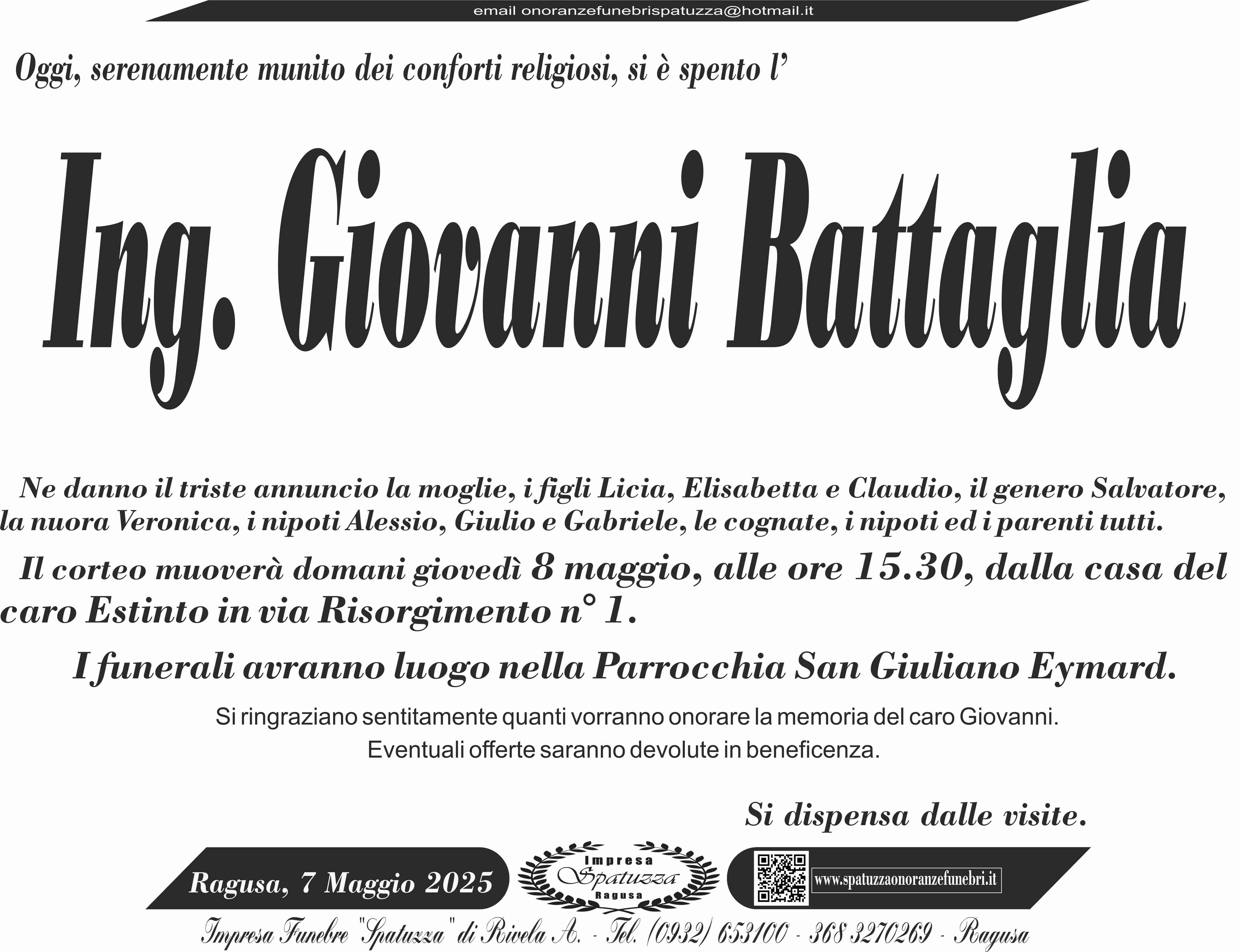 Necrologi: Giovanni Battaglia