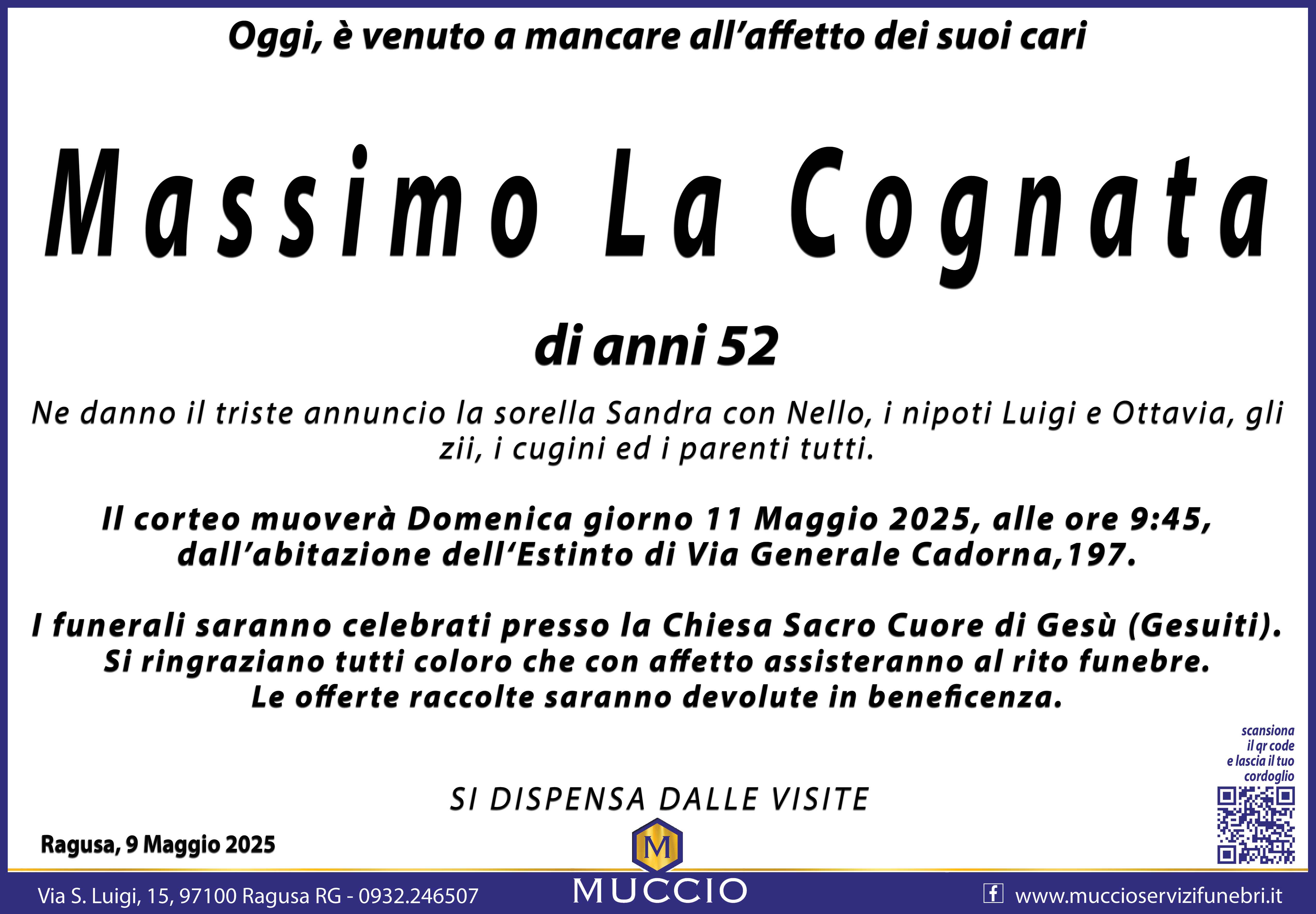 Necrologi: Massimo La Cognata