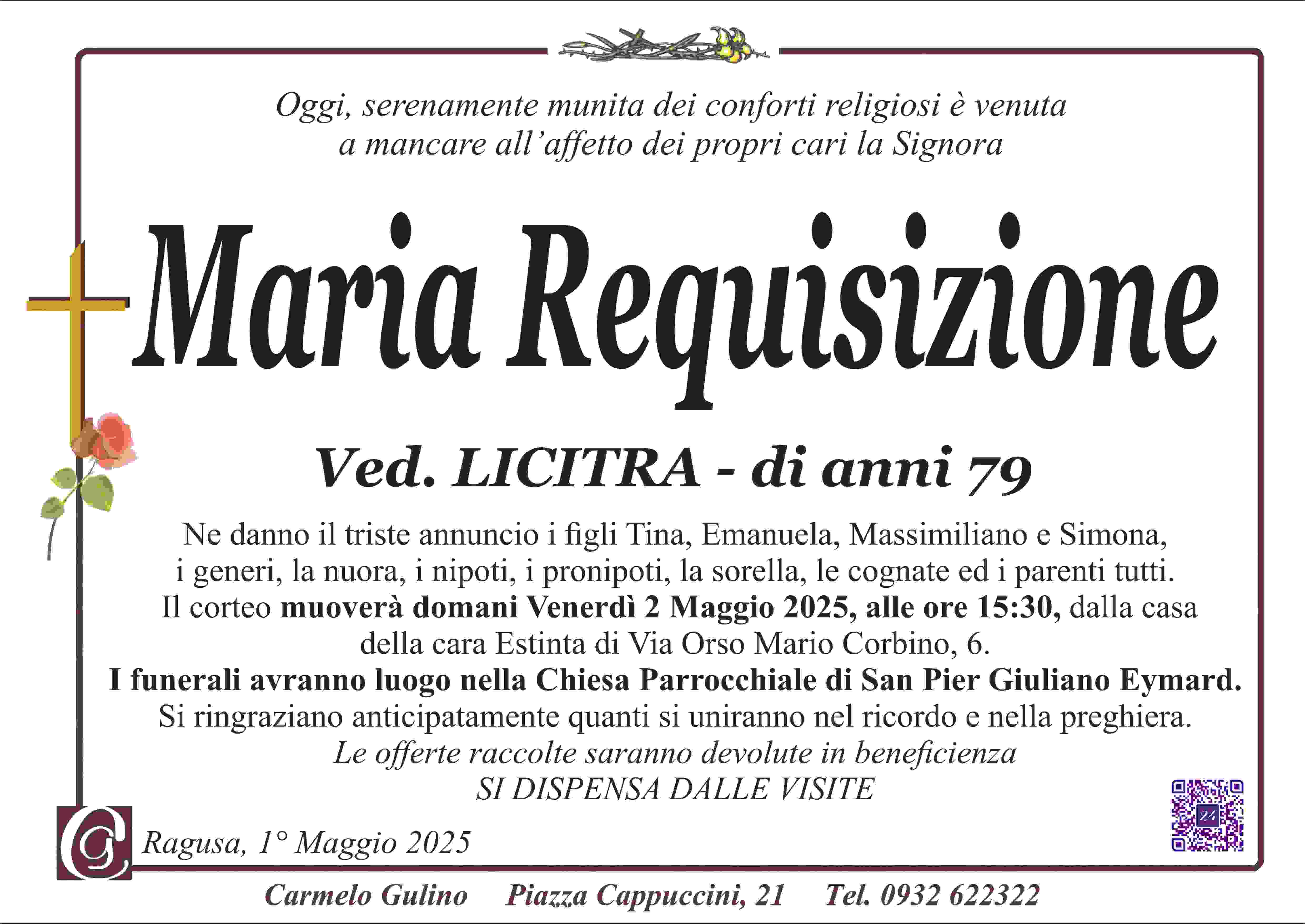 Necrologi: Maria Requisizione