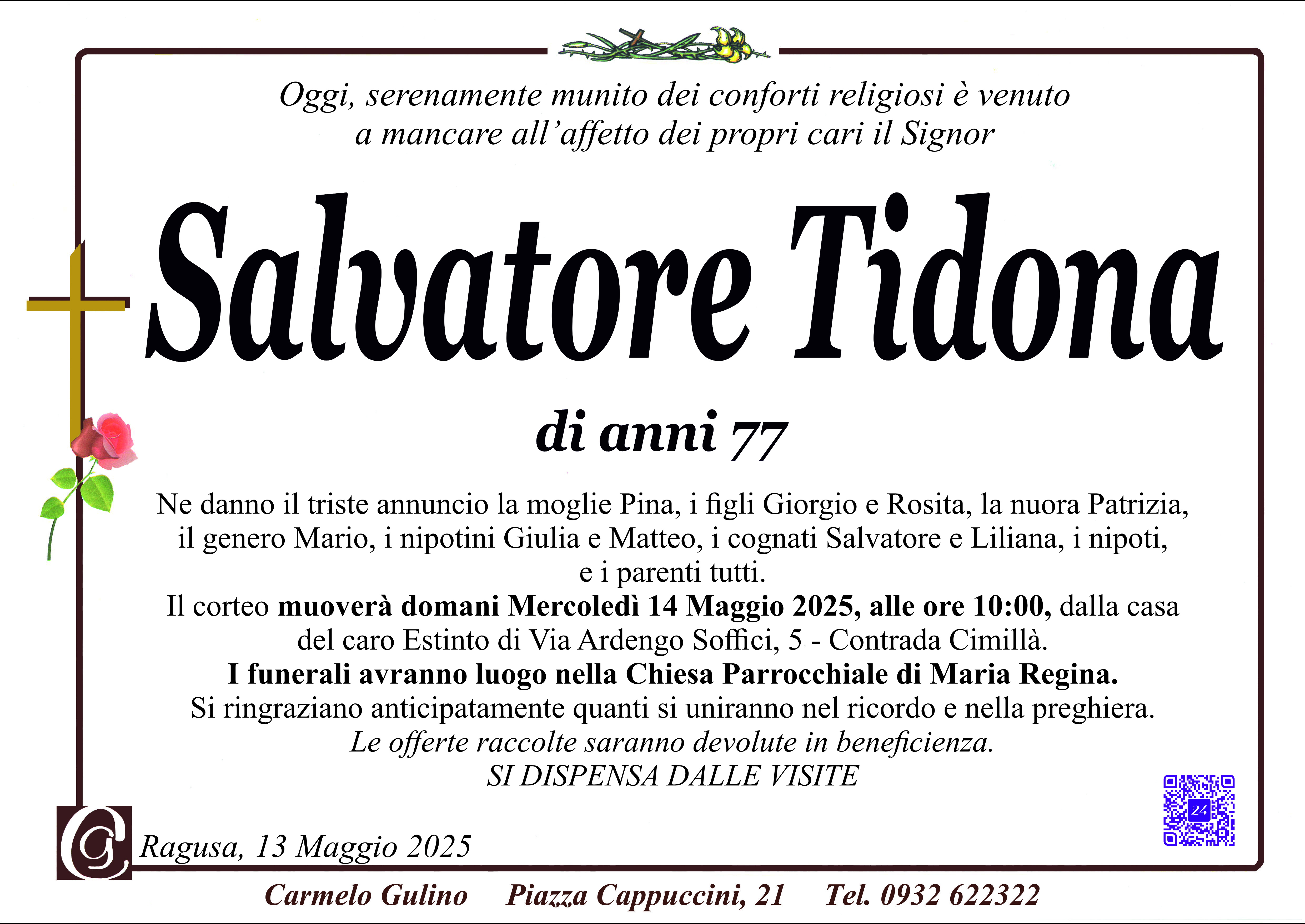 Necrologi: Salvatore Tidona