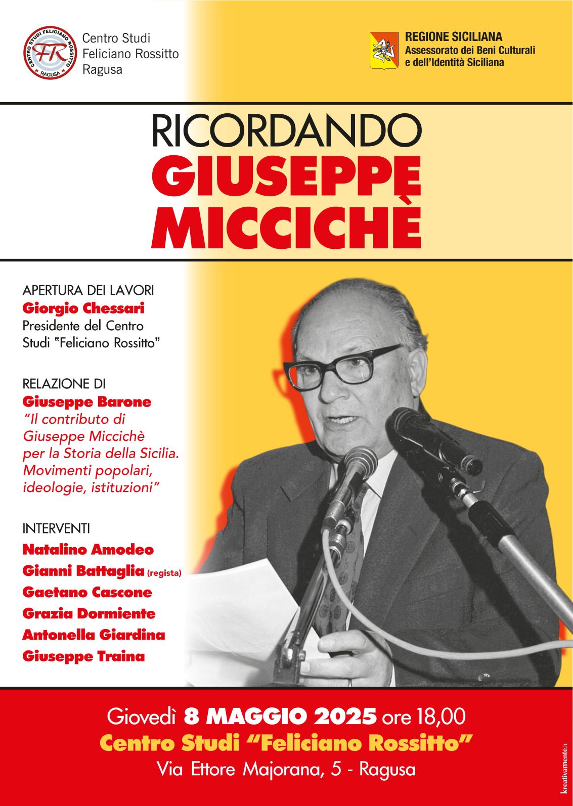Omaggio a Giuseppe Miccichè: il Centro Rossitto celebra il suo fondatore
