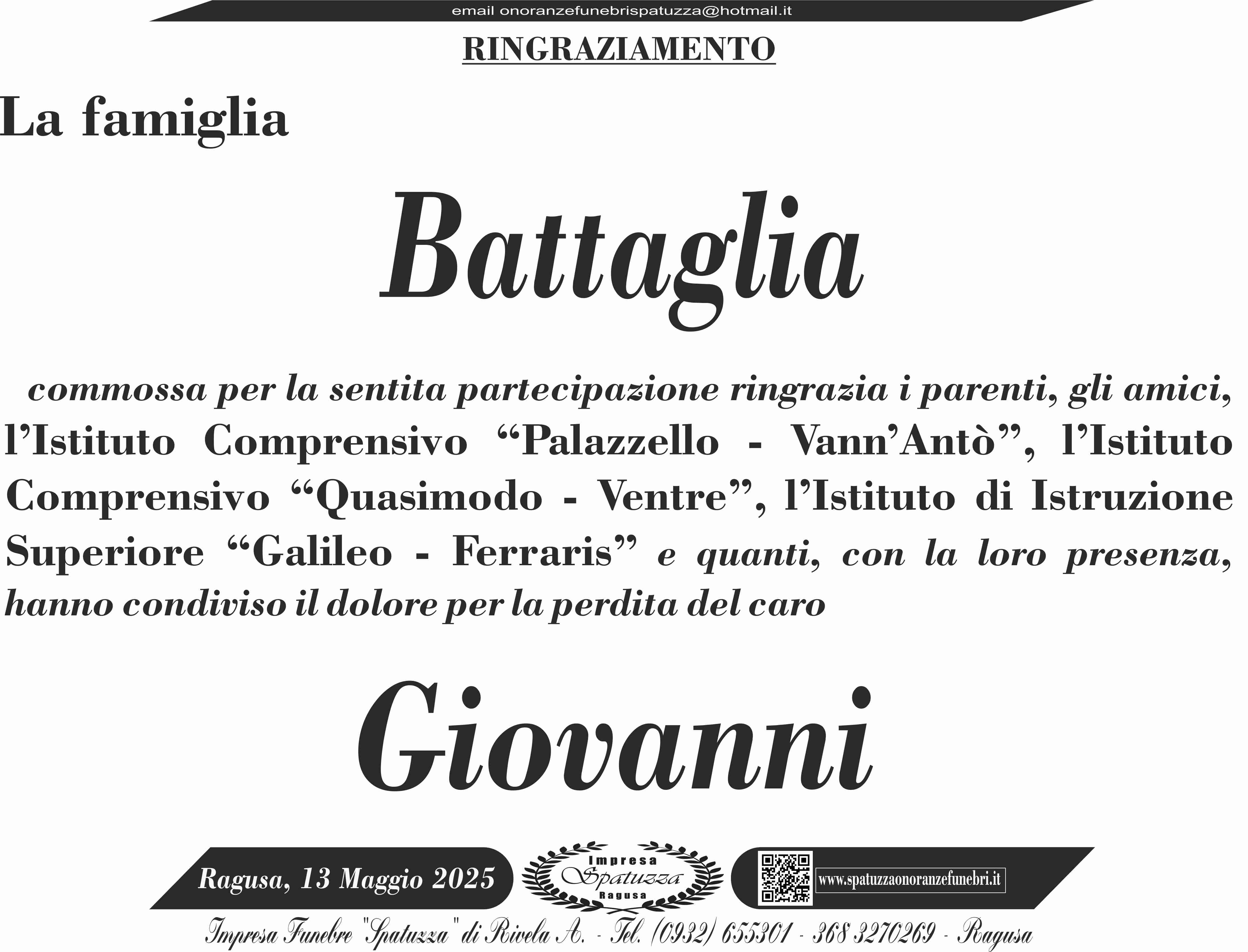 Ringraziamento: famiglia Battaglia