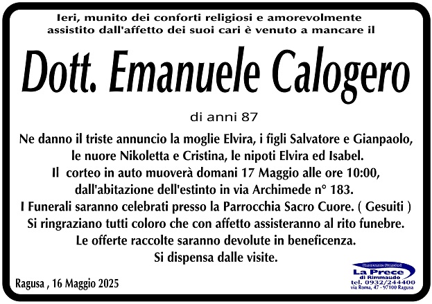Necrologi: Emanuele Calogero