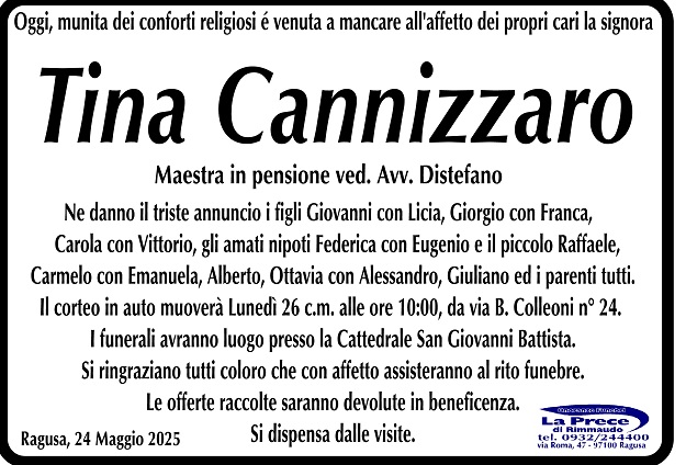 Necrologi: Tina Cannizzaro