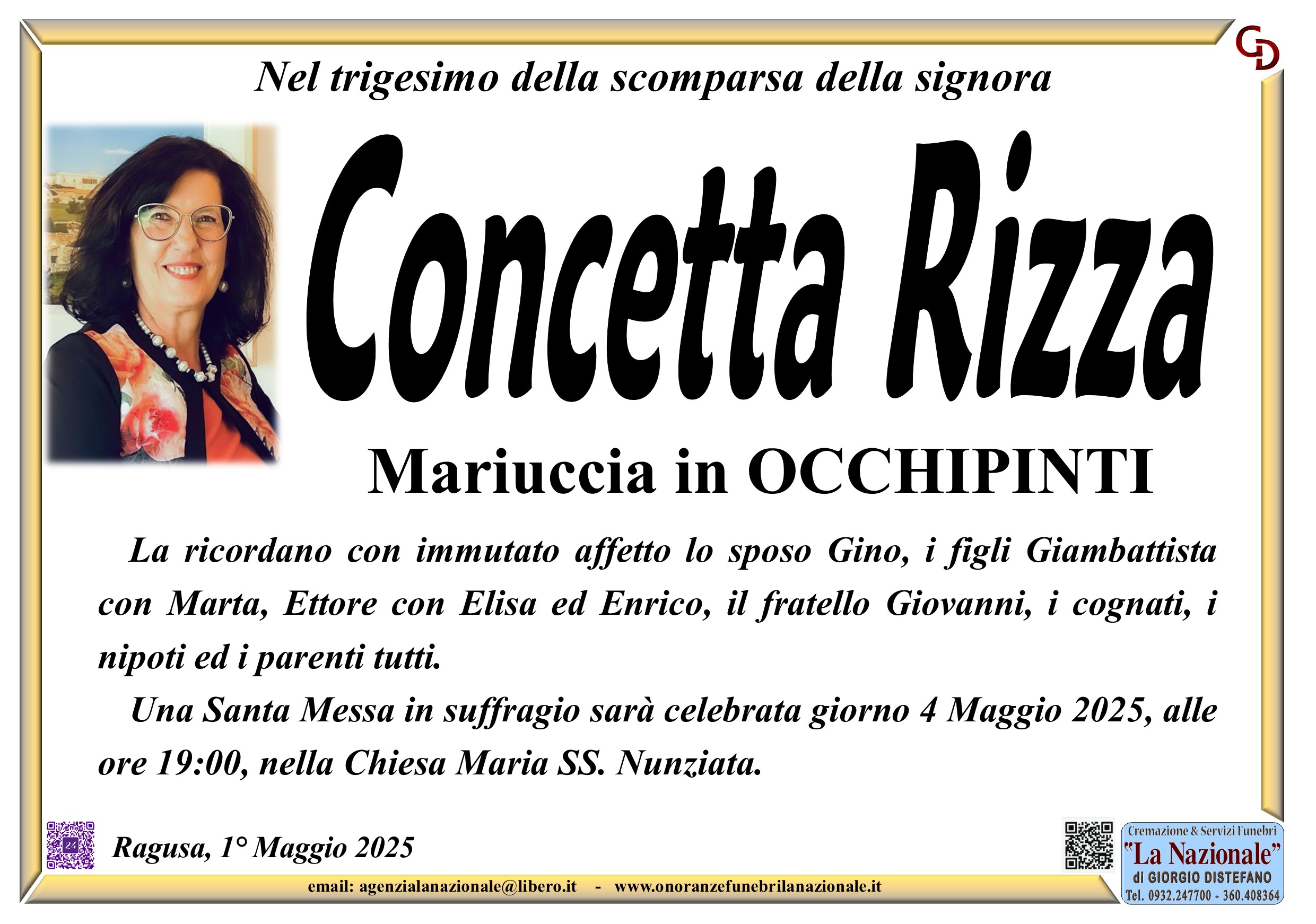 Trigesimo: Concetta Rizza
