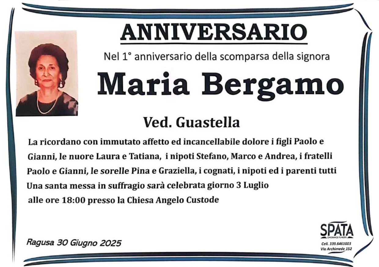 Anniversario: Maria Bergamo