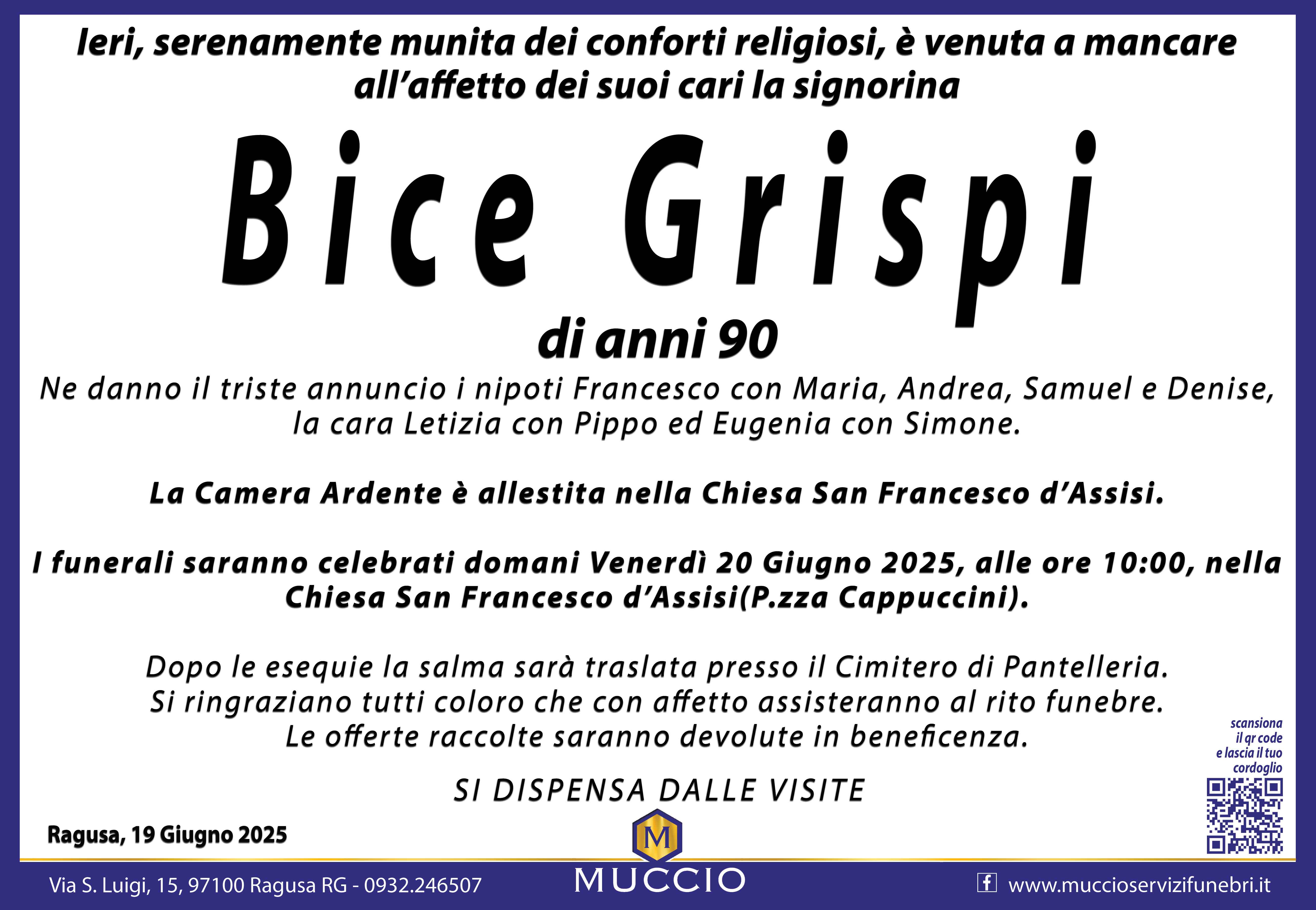 Necrologi: Bice Grispi