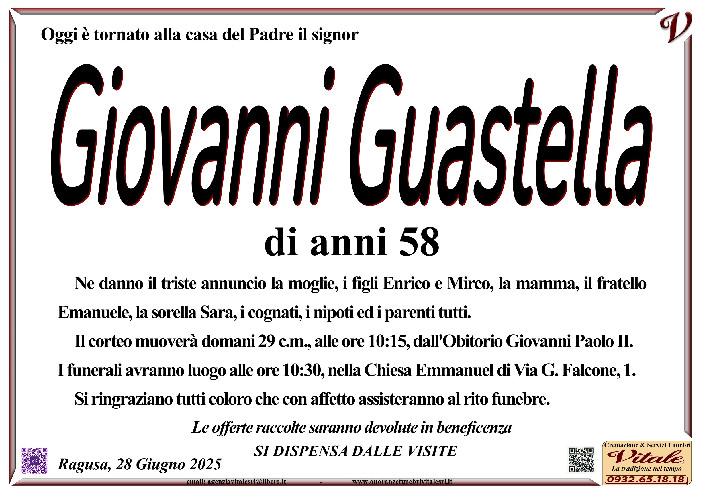 Necrologi: Giovanni Guastella