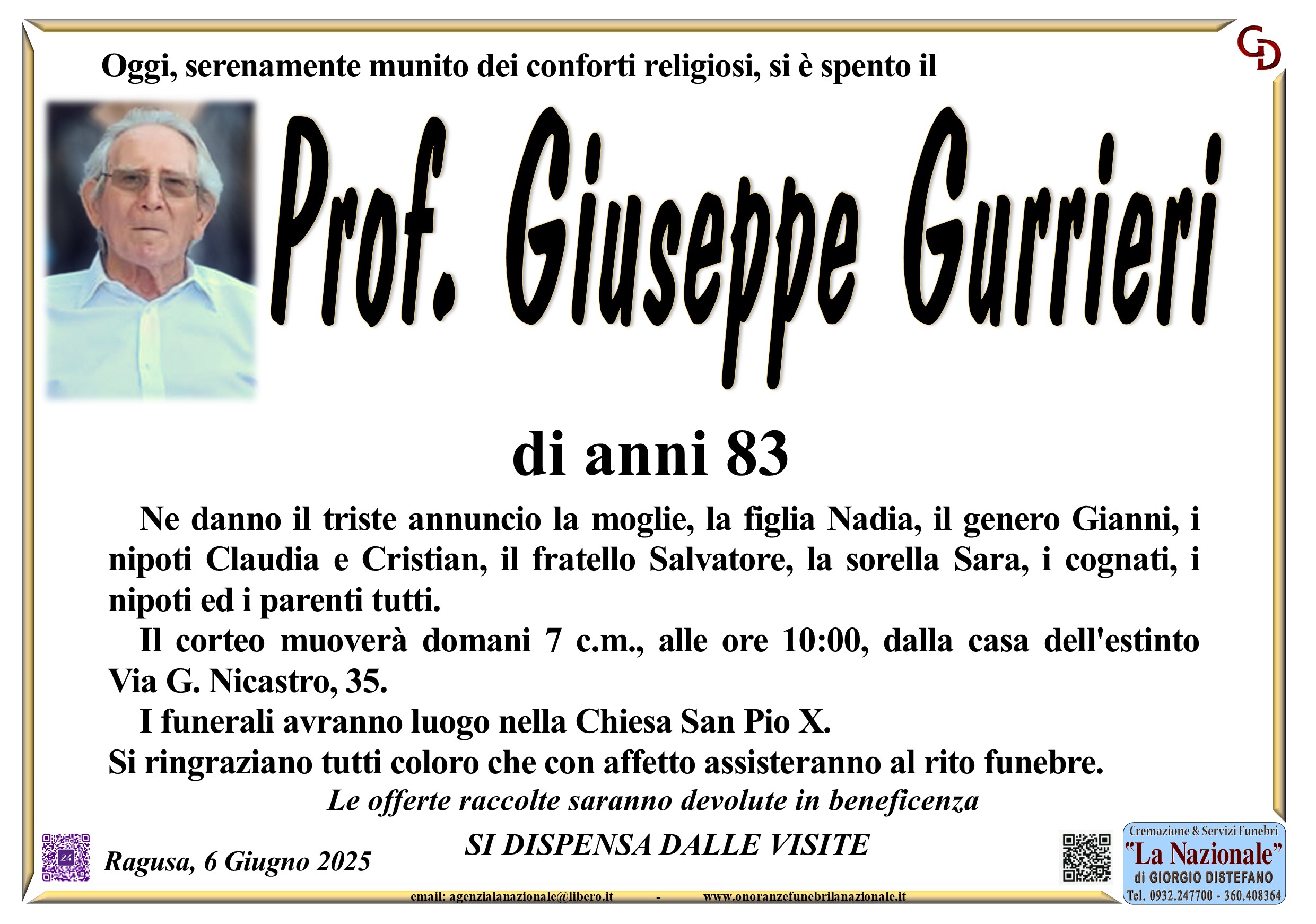 Necrologi: Giuseppe Gurrieri