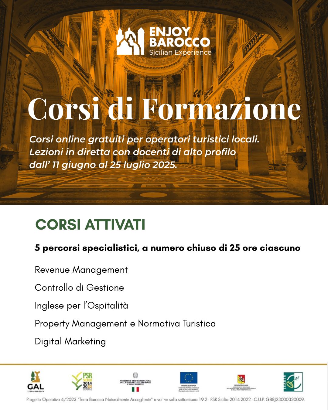 Enjoy Barocco investe su formazione gratuita per rafforzare il turismo nel territorio